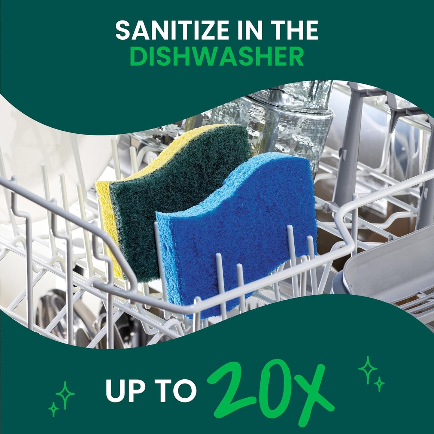 Scotch-Brite Zero Scratch Scrub Sponge, 3 Kitchen Sponges for Cleaning Around the Home, Bathroom & More, Effective + Gentle Dish Scrubber, Best for Nonstick Pots and Pans, Safe on Most Surfaces