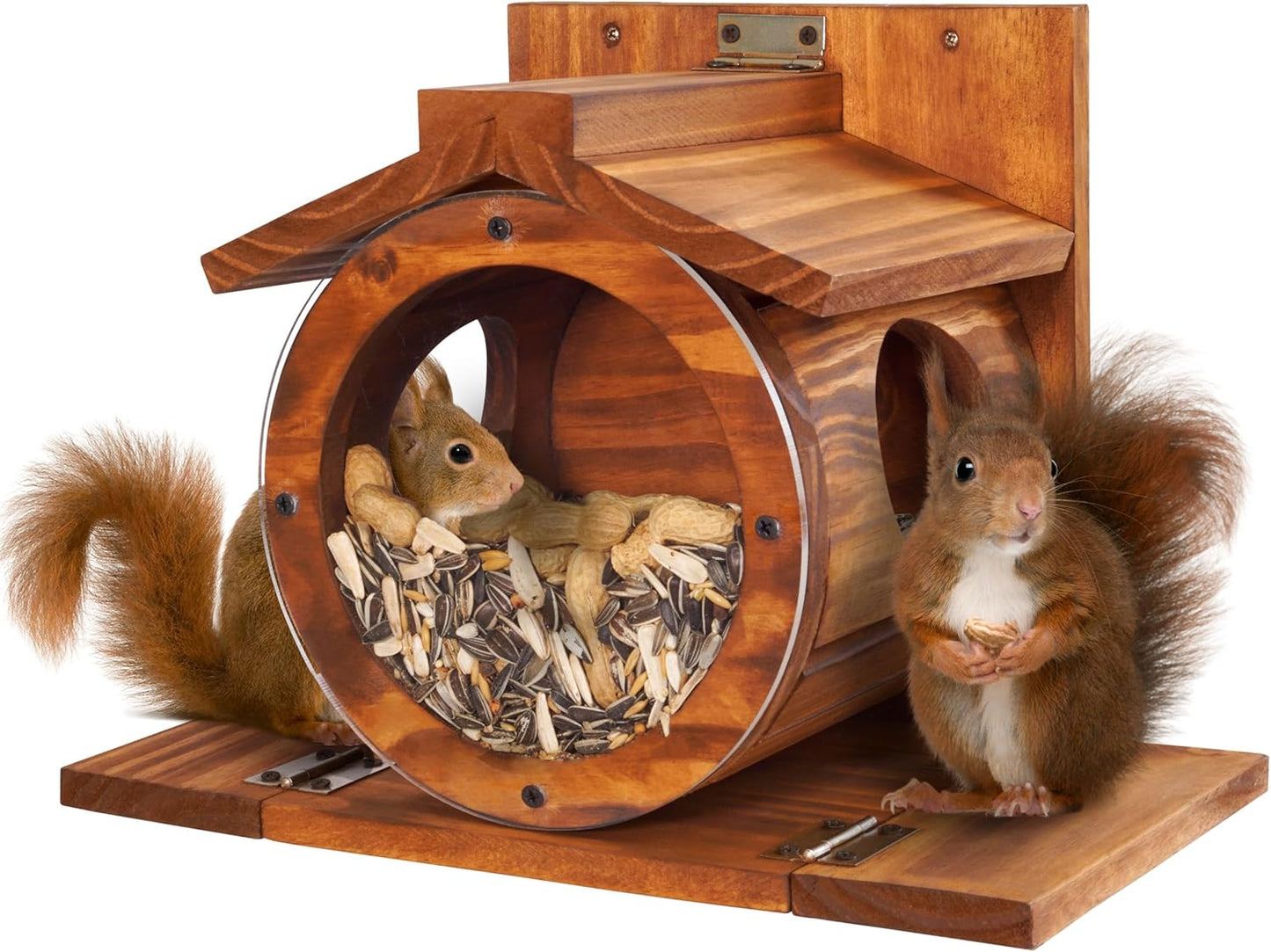 MIXUMON Wood Squirrel Feeder, Squirrel Feeders for Outside Winter, Woo