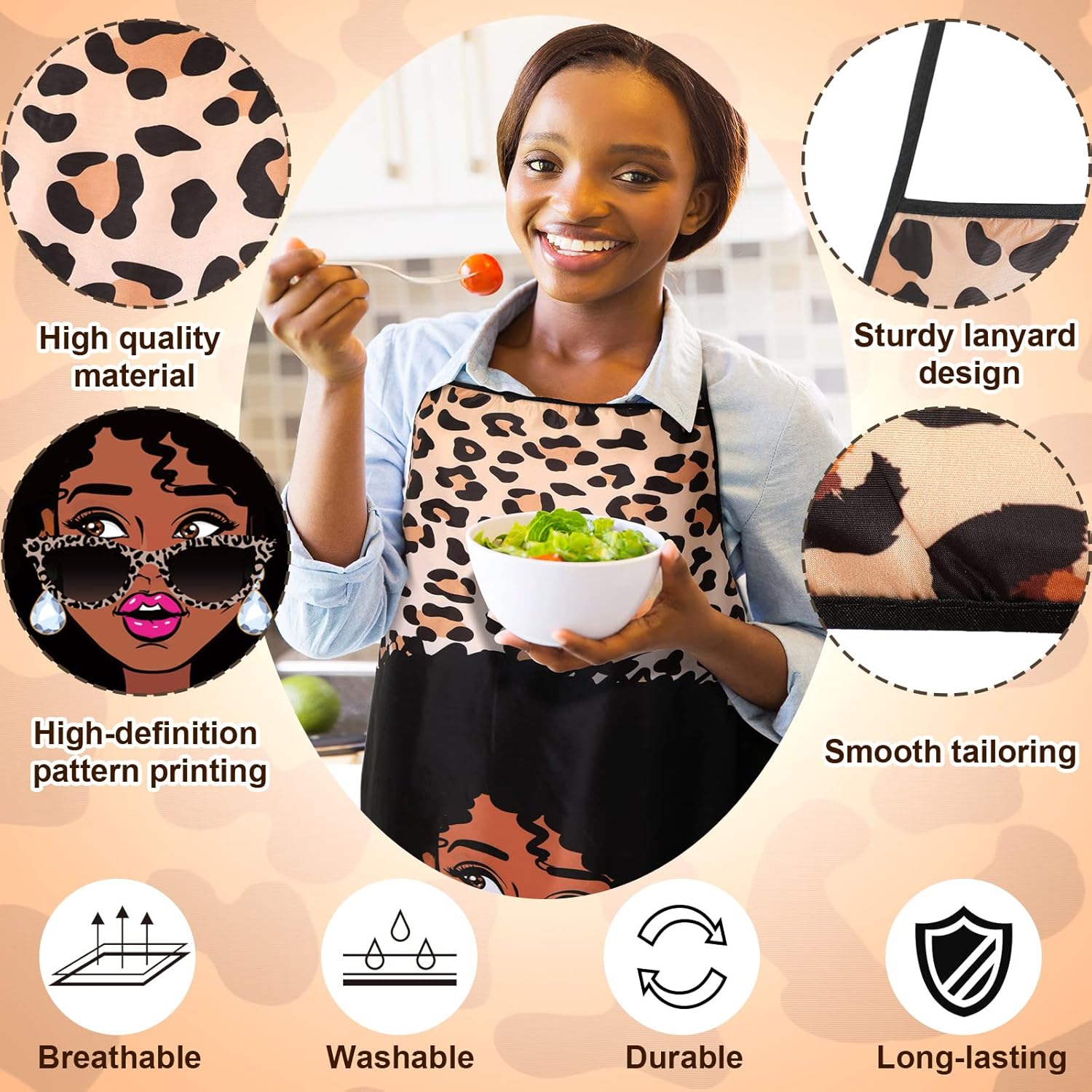 Eurzom 3 Pcs African American Aprons for Black Women African Print Wat