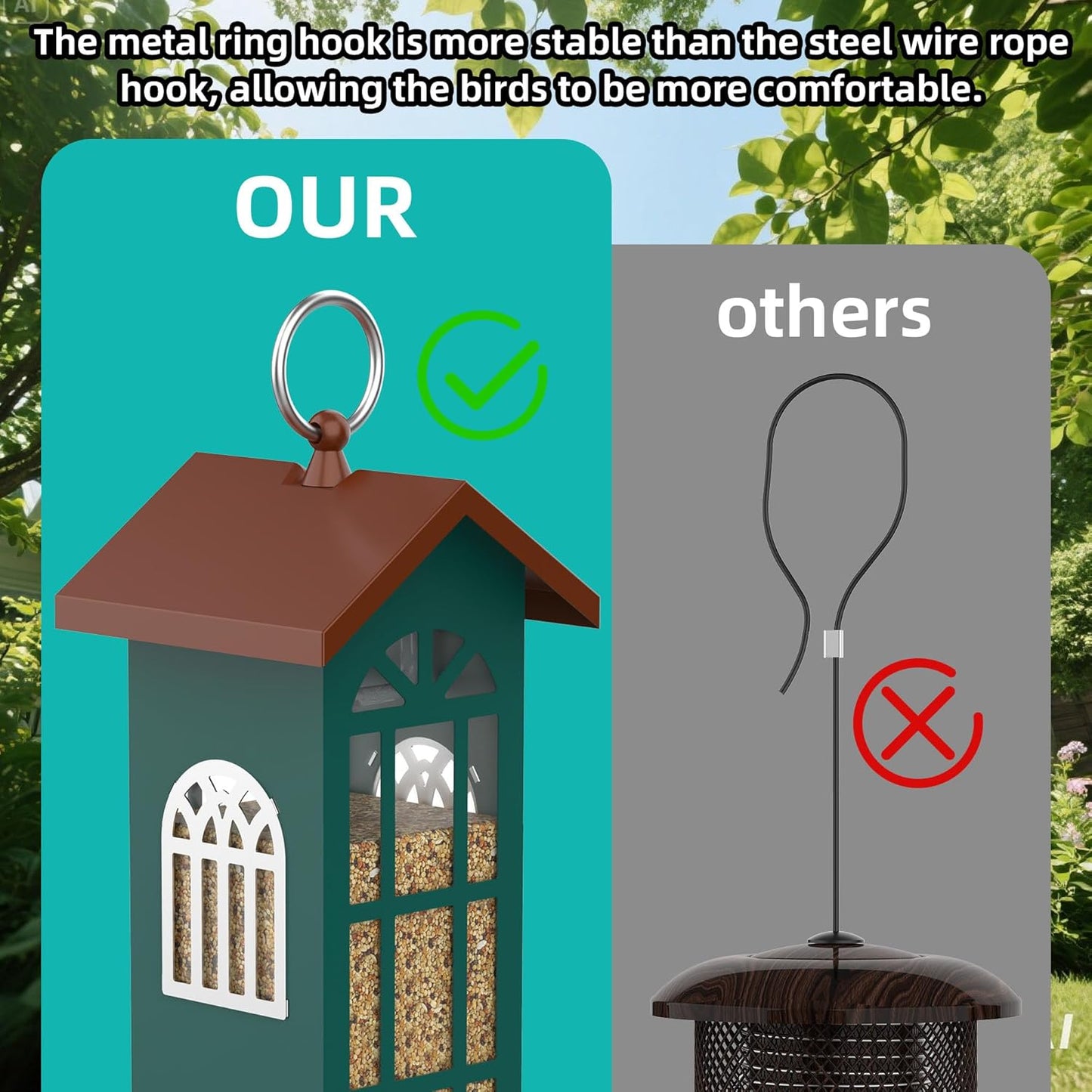 Metal Bird Feeder Bird Feeders for Outdoors Hanging,Waterproof and Rust-Proof,Easy Cleaning,Wild Bird Feeders Attracting Chickadees Goldfinches Cardinals Finches and Sparrows