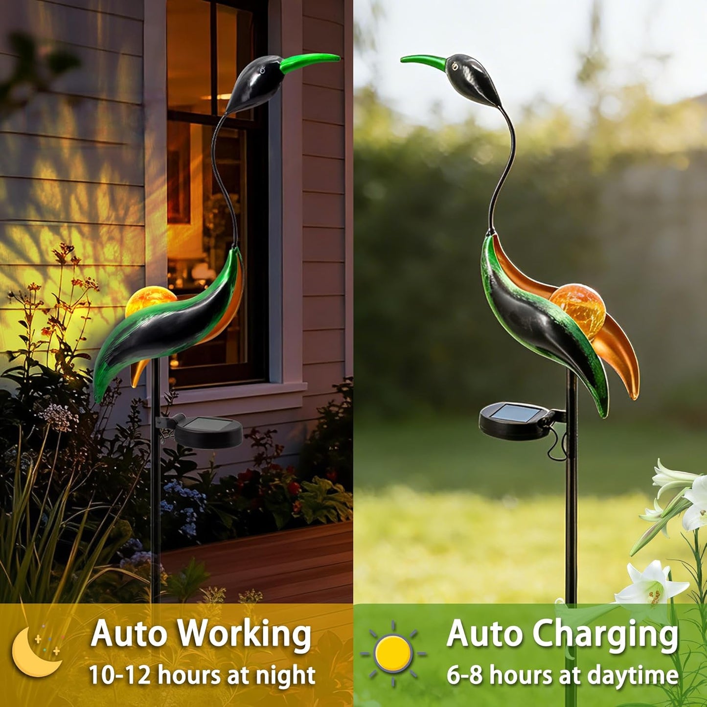 Solar Garden Statue Crane Yard Art Sculptures, Metal Heron Statues Outdoor for Patio Yard Lawn Porch Decorations, Garden Decor for Outside, House Warming Gifts - Mom Birthday Gifts