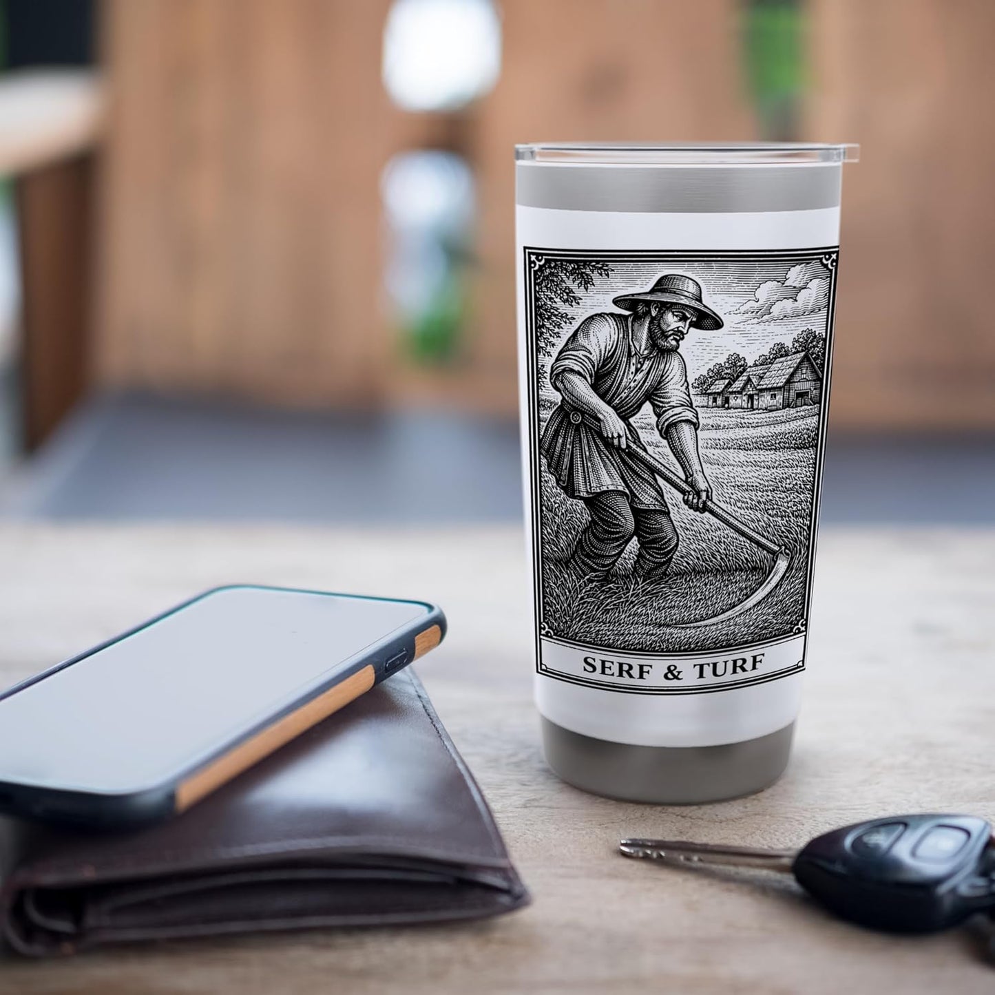 Funny Lawn Care Gardening Serf & Turf Medieval Father's Day Stainless Steel Insulated Tumbler