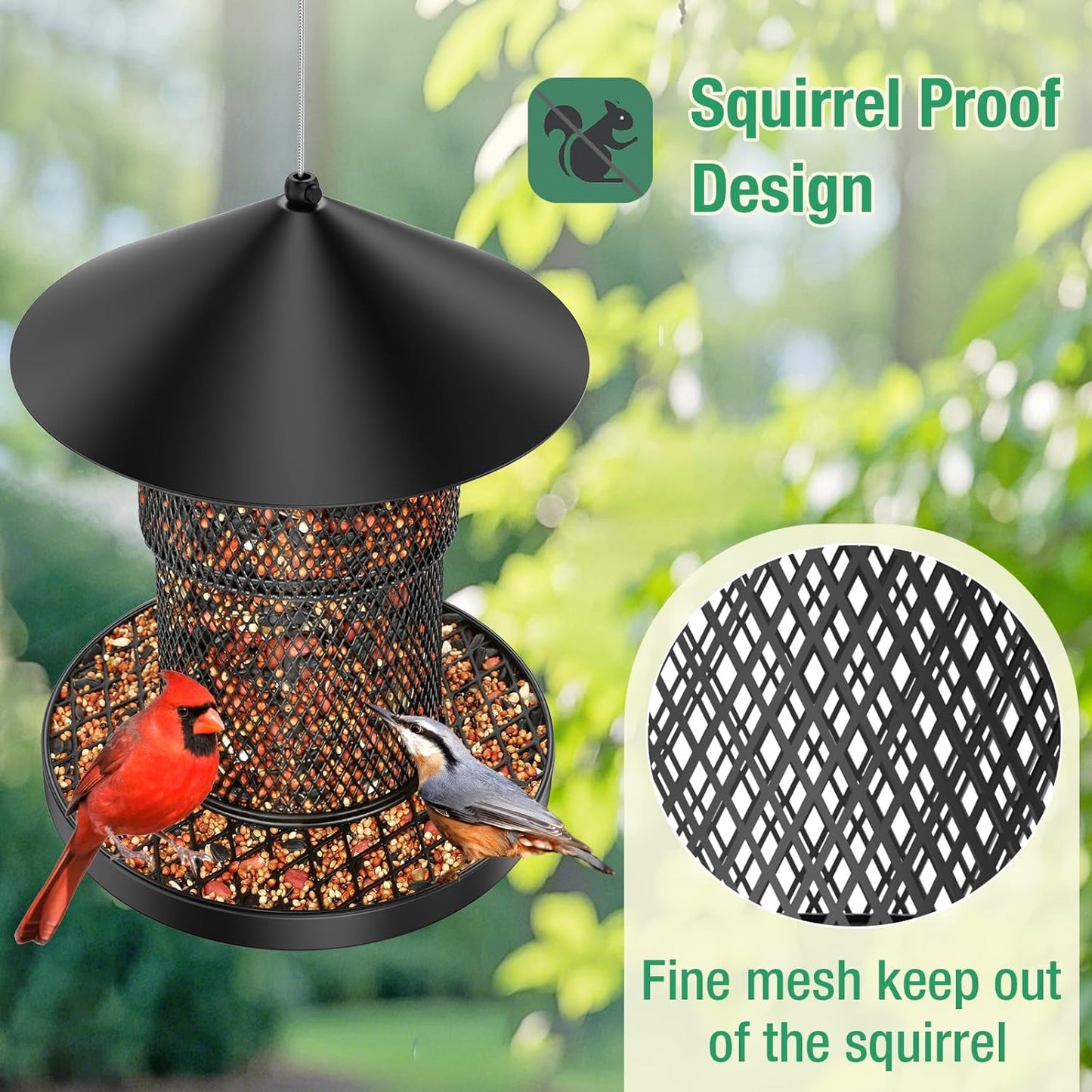 Bird Feeder for Outdoor Hanging, Heavy Duty Metal Bird Feeders for Outside Hanging, Large Capacity Birdfeeder to Attracting Birds