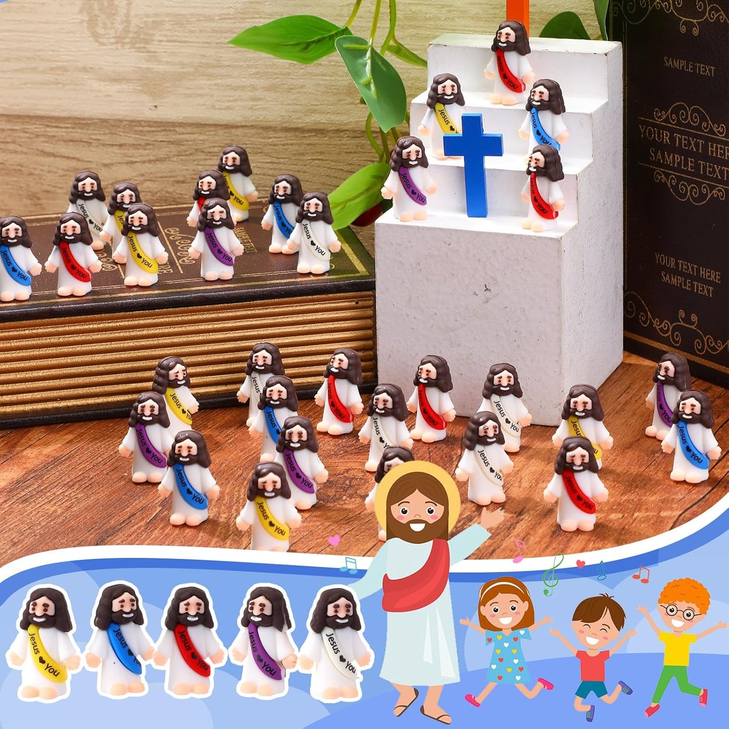 Bememo 25 Pcs Little Jesus Figures, Mini Jesus Loves You Figures, Orig