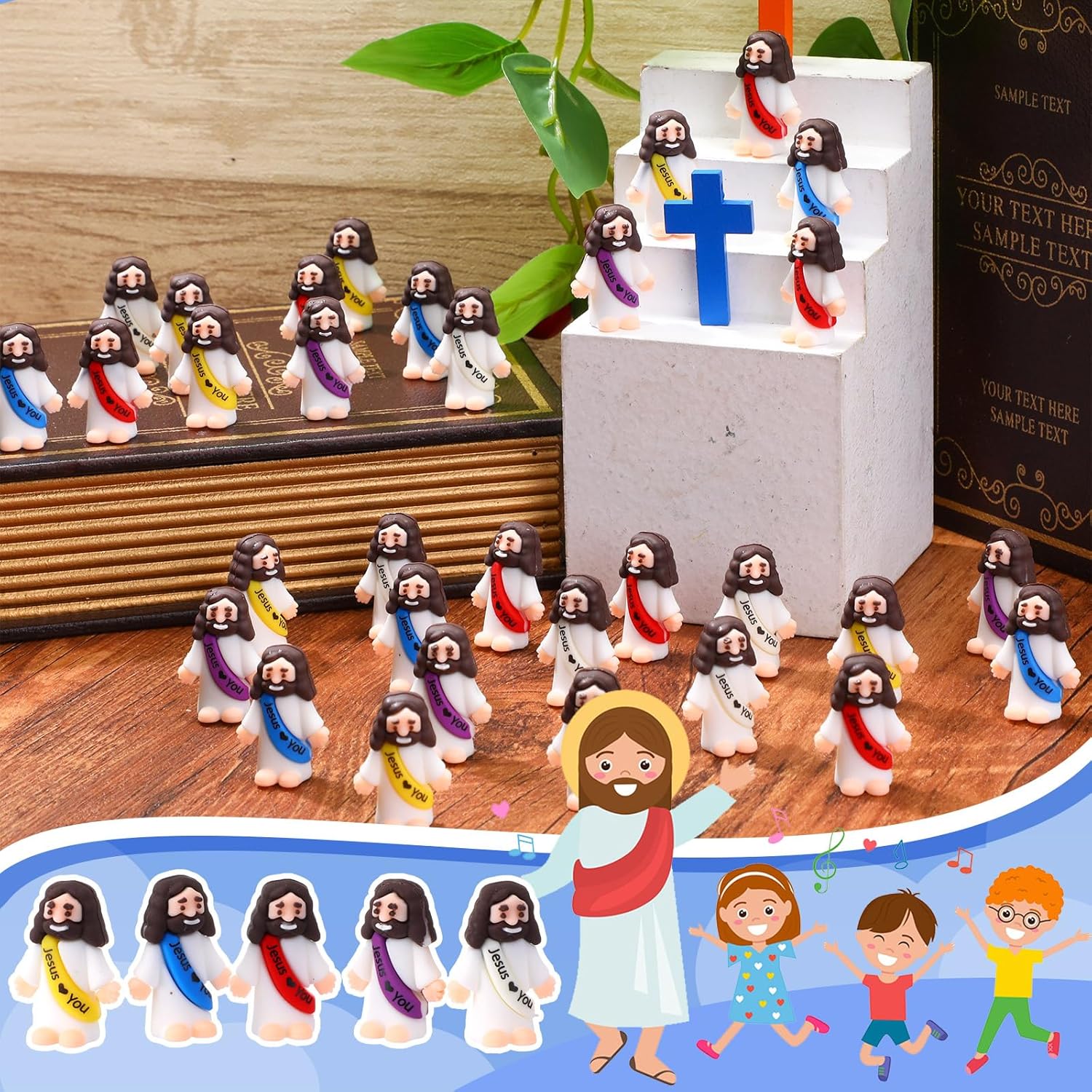 Bememo 25 Pcs Little Jesus Figures, Mini Jesus Loves You Figures, Orig