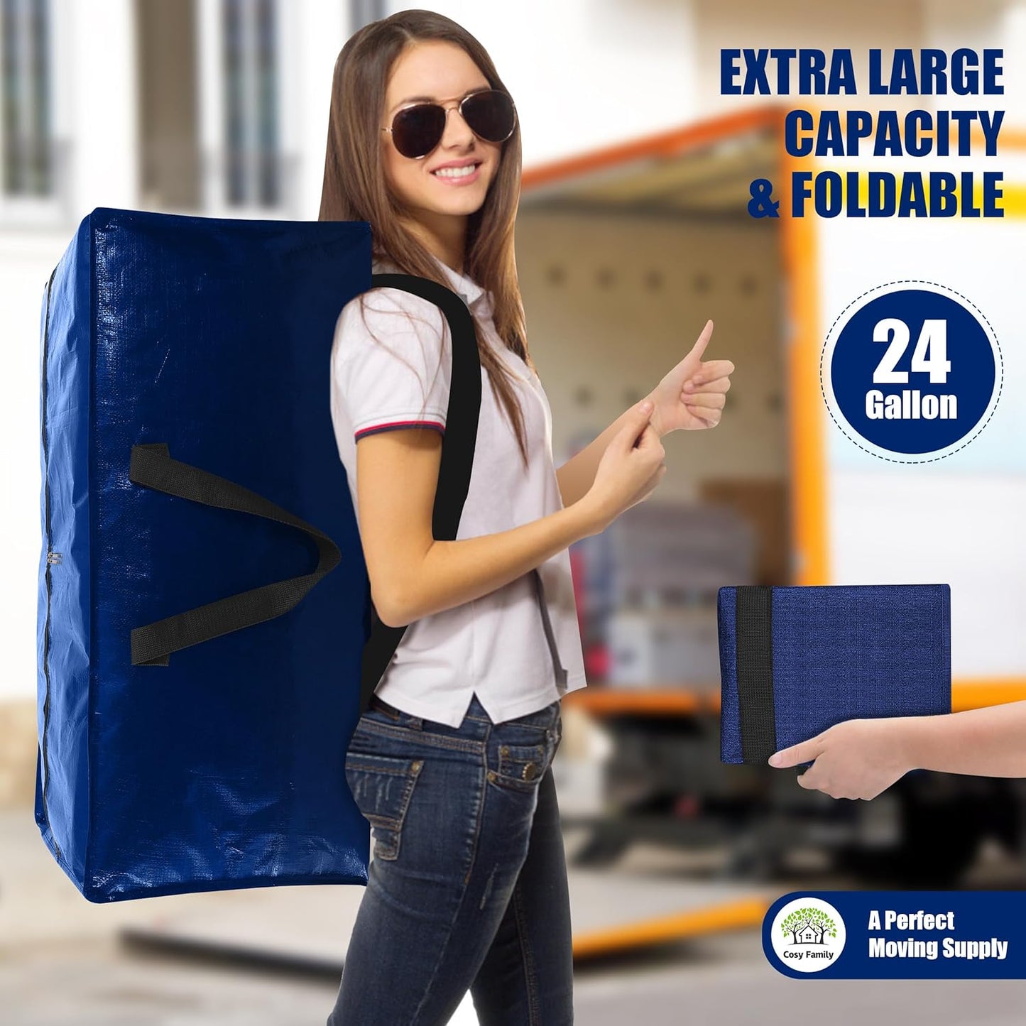 Cosy Family 4 Pack Heavy Duty Extra Large Moving Bags with Backpack St