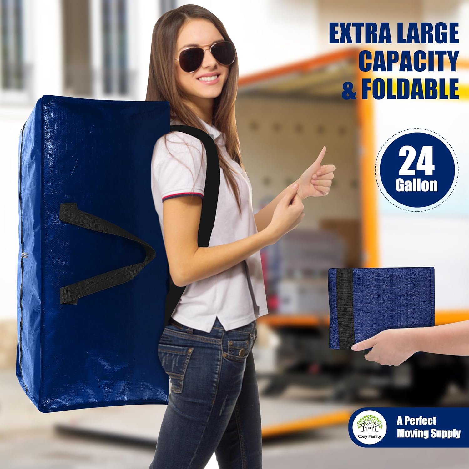 Cosy Family 4 Pack Heavy Duty Extra Large Moving Bags with Backpack St