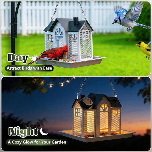 Solar Bird Feeder for Outdoors Hanging with Solar Light, Decorative Ir