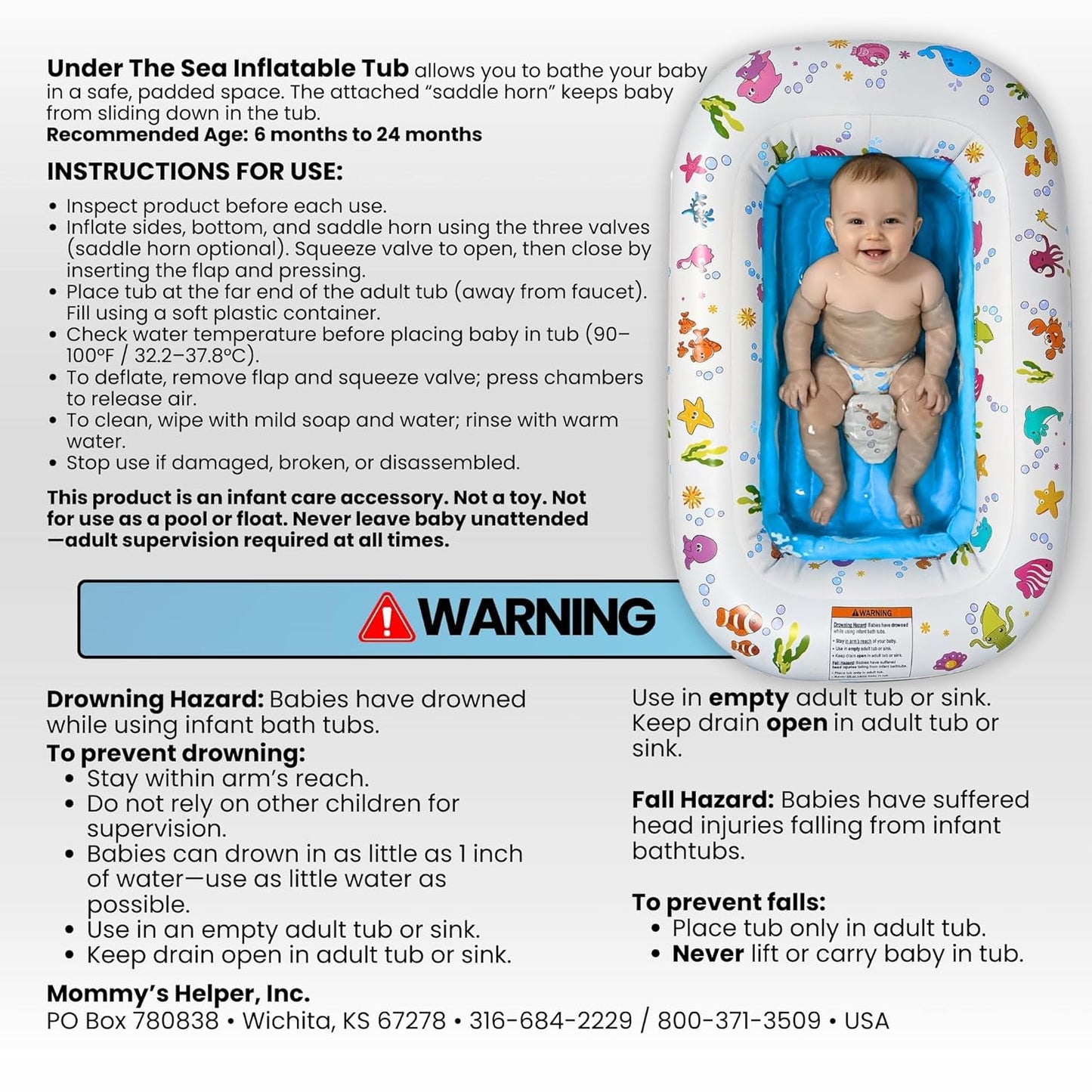 Mommy's Helper | Inflatable Under The Sea Baby Bathtub, Collapsible Sa