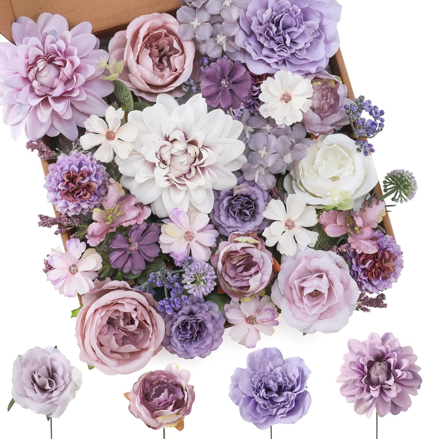 Floweroyal Artificial Flowers Combo Purple Flowers Mix Silk Flowers Da