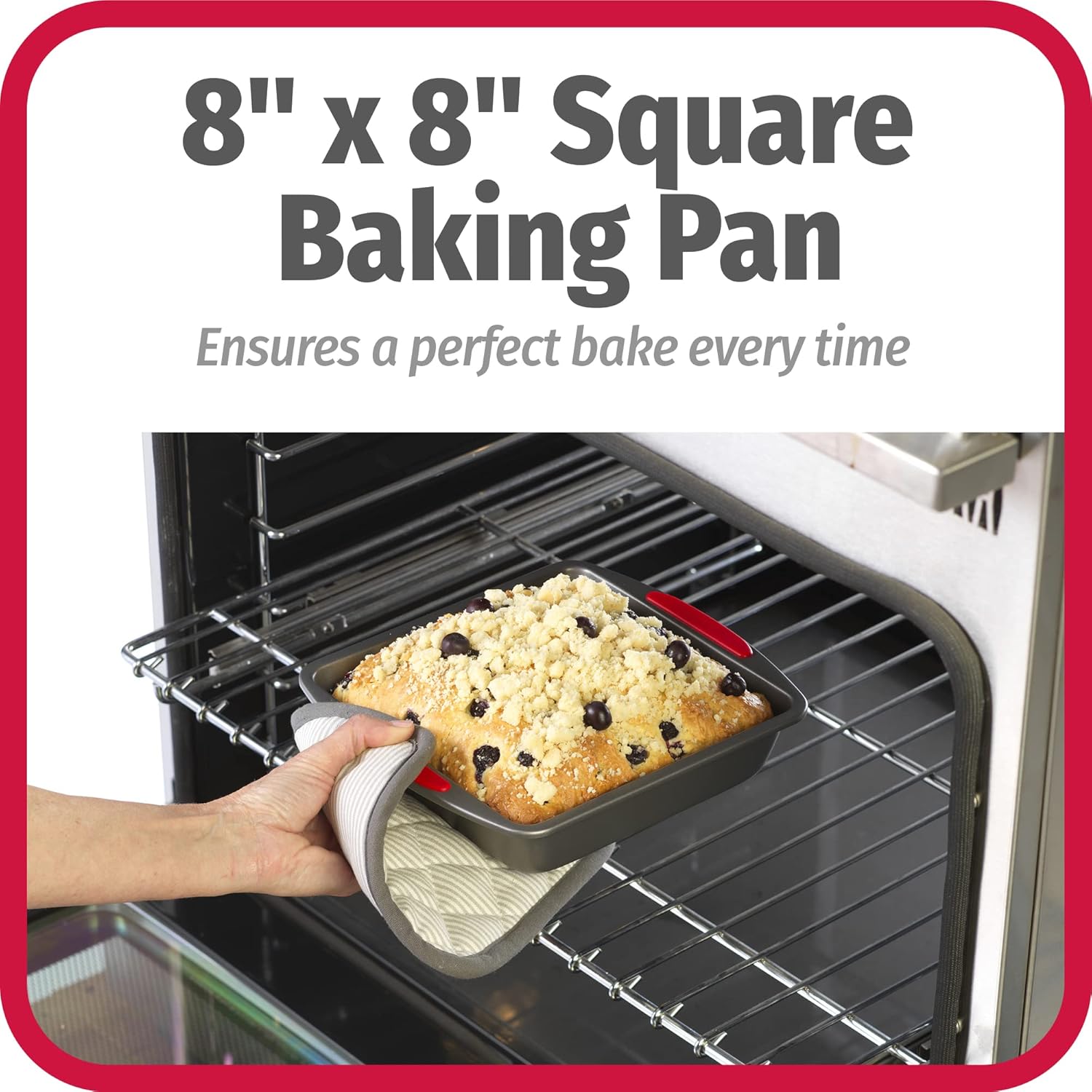 GoodCook MegaGrip Baking Pan with Silicone Grip Handles Square Non-Sti