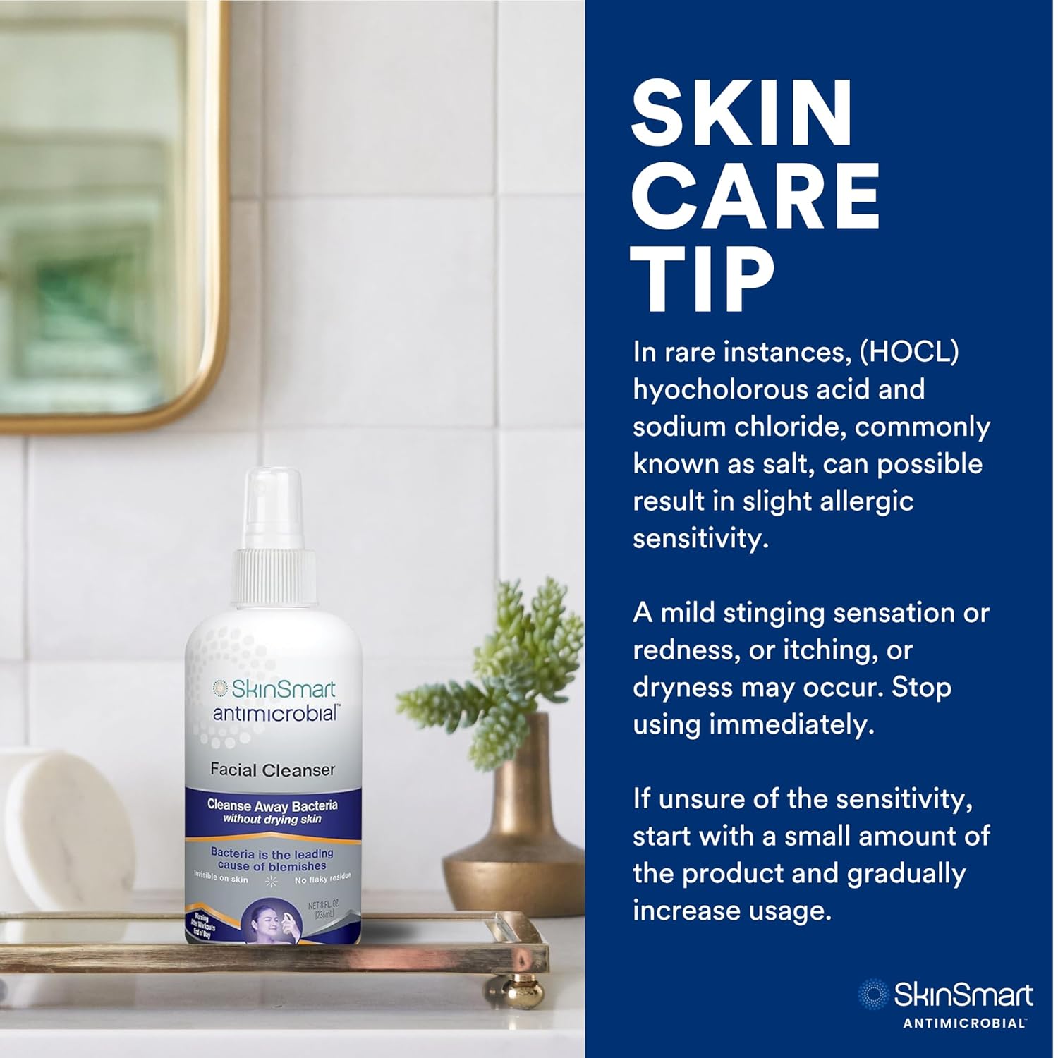 SkinSmart Antimicrobial Facial Cleanser for Breakouts & Blemishes; Hyp