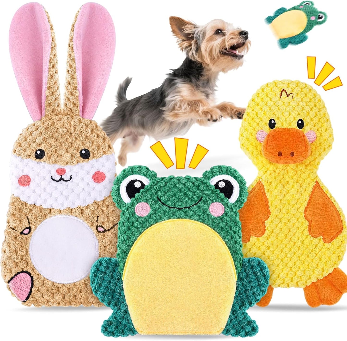 XIUGOAL Dog Toys to Keep Them Busy, 3 Pack No Stuffing Interactive Dog