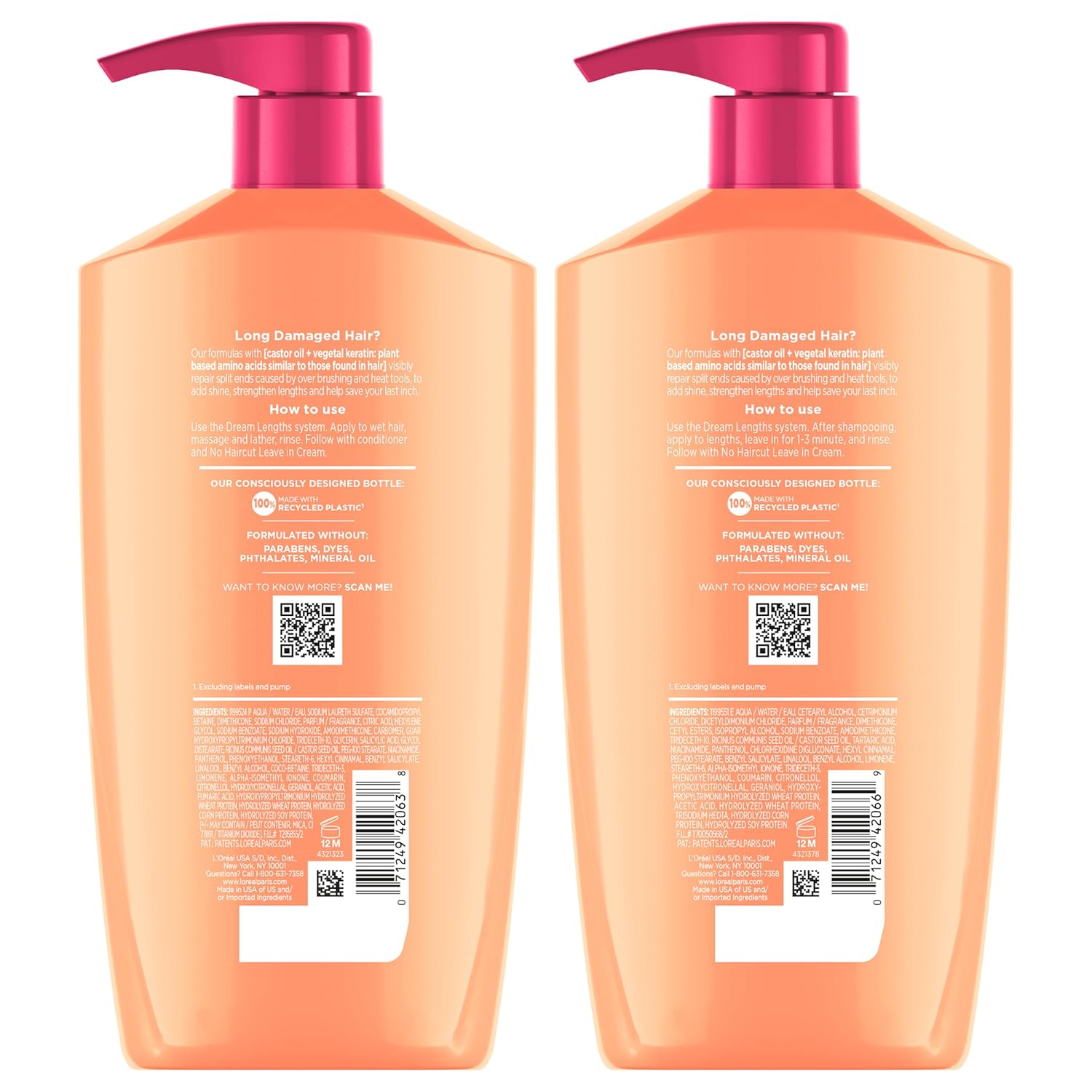 L'Oreal Paris Elvive Dream Lengths Shampoo and Conditioner Kit, Parabe