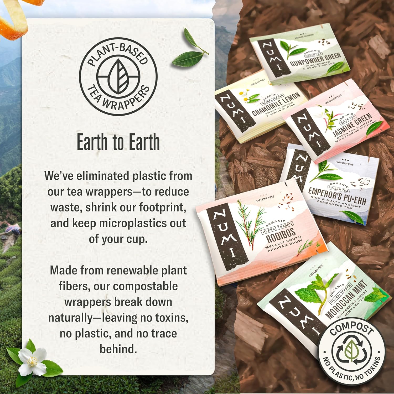 Numi Organic Aged Earl Grey Tea | 18 Black Tea Bags | Assam Black Tea 