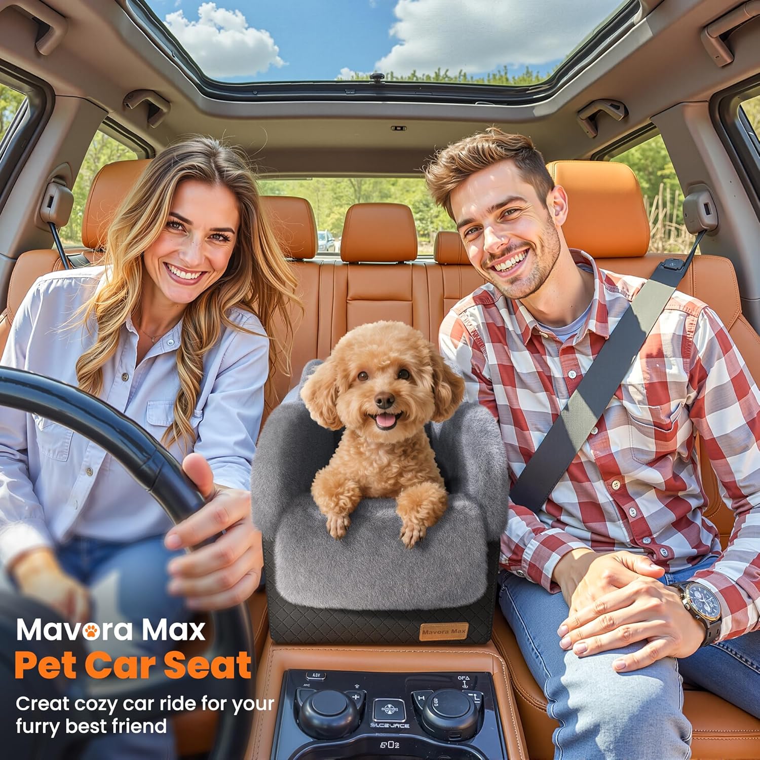Portable Small Dog Seat for Car, Luxury Center Console Dog Car Seat Bo