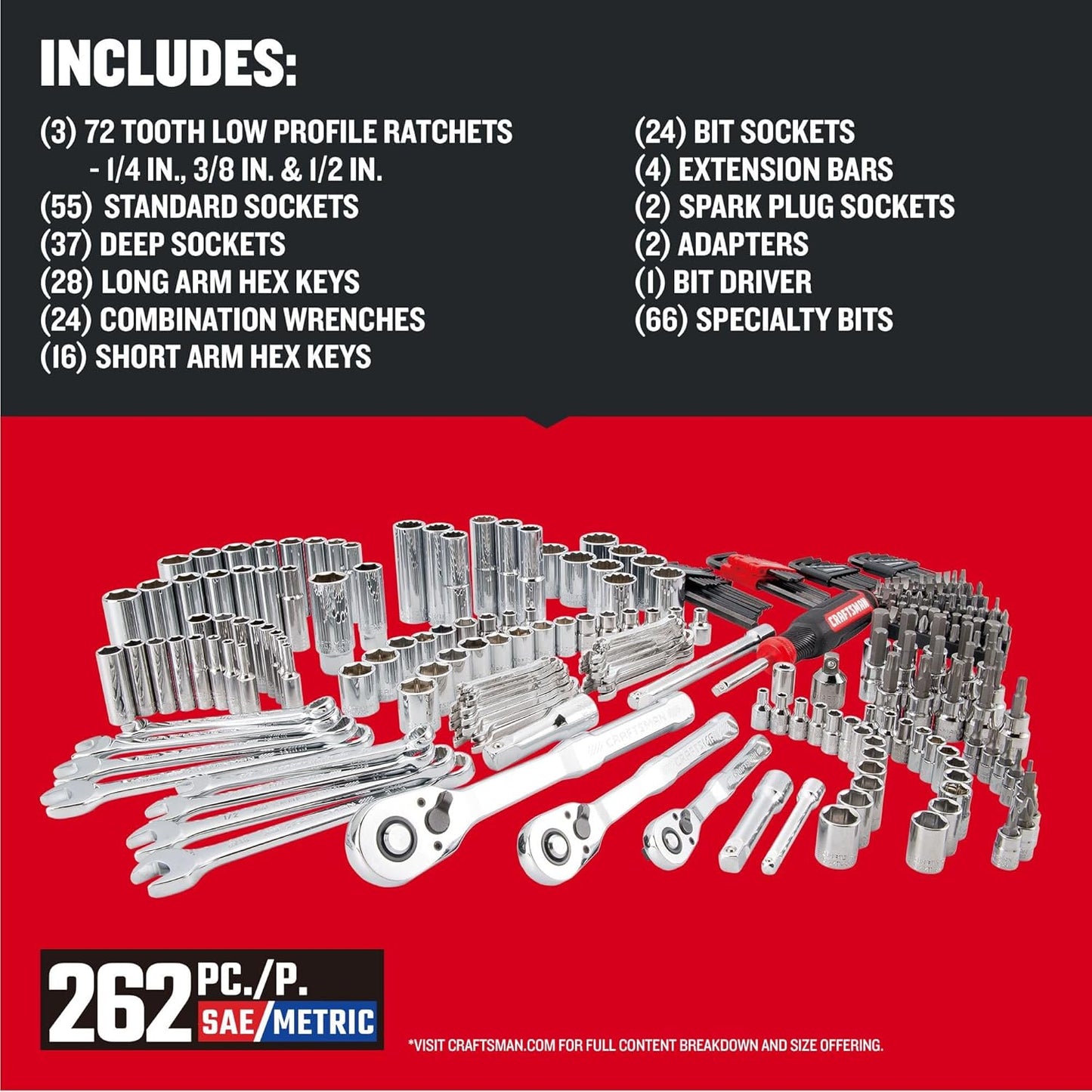 Craftsman 262-Piece Mechanic Tool Set with 3-Drawer VERSASTACK Box, SA