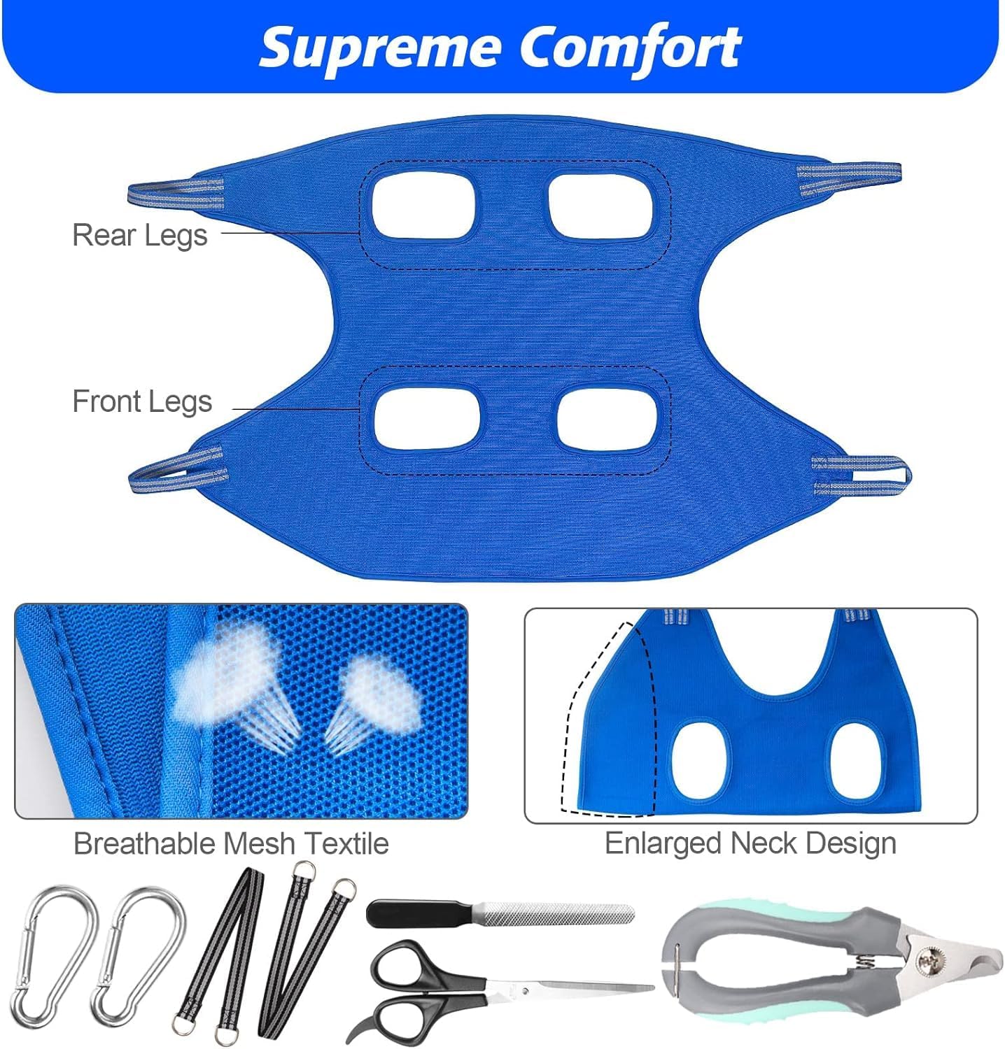 Pet Grooming Hammock with Nail Clippers/Nail Trimmers/Grooming Scissor