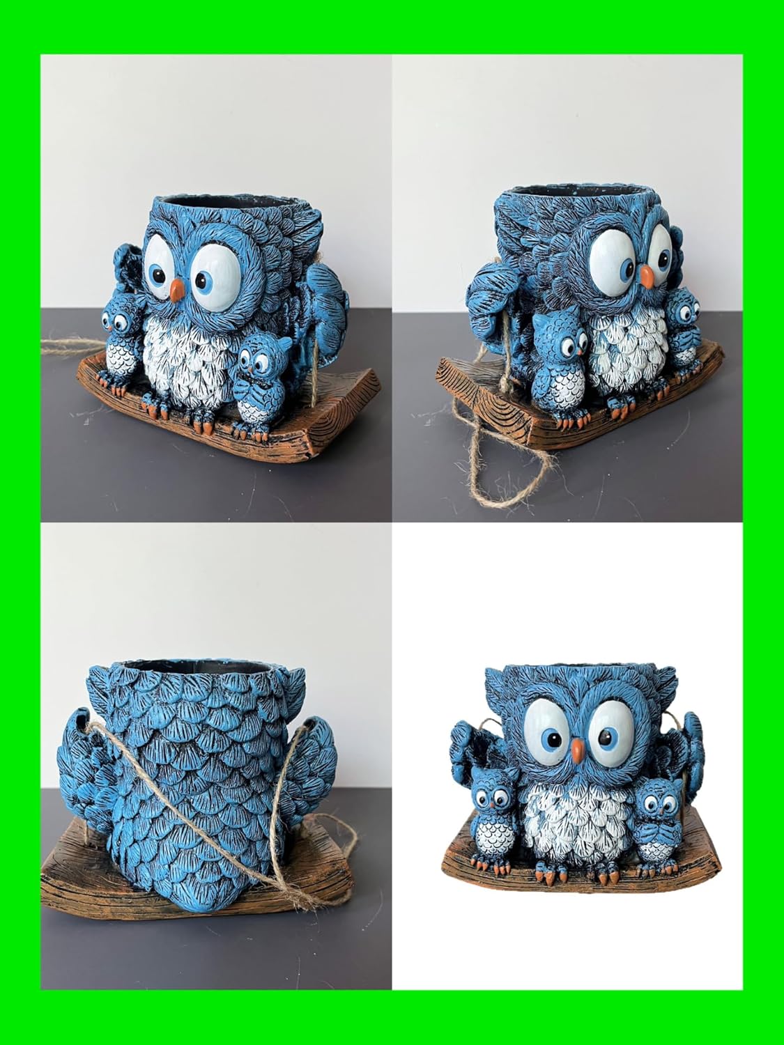 Owl Swing Hanging Planter, Planters for Indoor Plants, Cute Small Succulent Pots, Hanging Plant Holder for String of Pearls, Small Hanging Plant Holder for Garden, Patio, Balcony