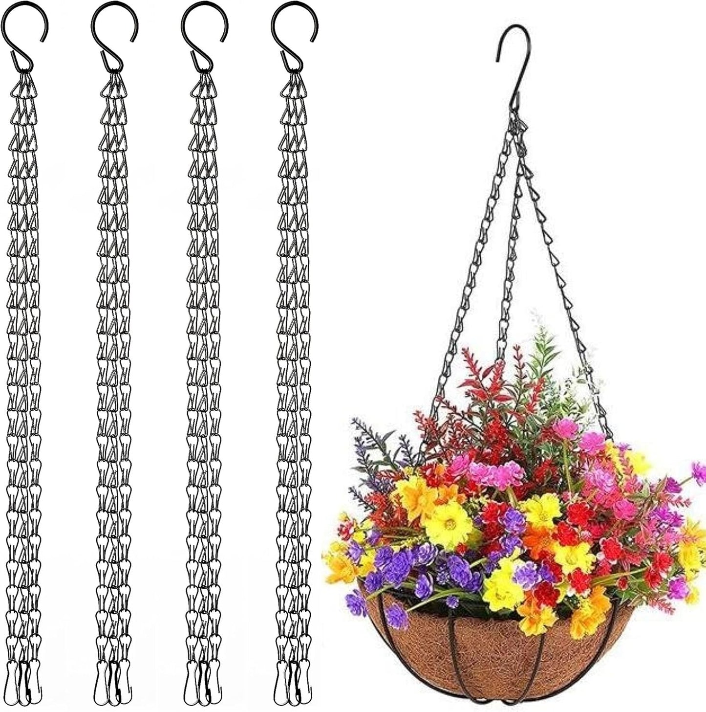 20 Inch Hanging Baskets Chain, Hanging Chains with Hooks Flower Pot Chain Replacement Plant Hangers for Planters, Bird Feeders and Lanterns (Classic, 4)