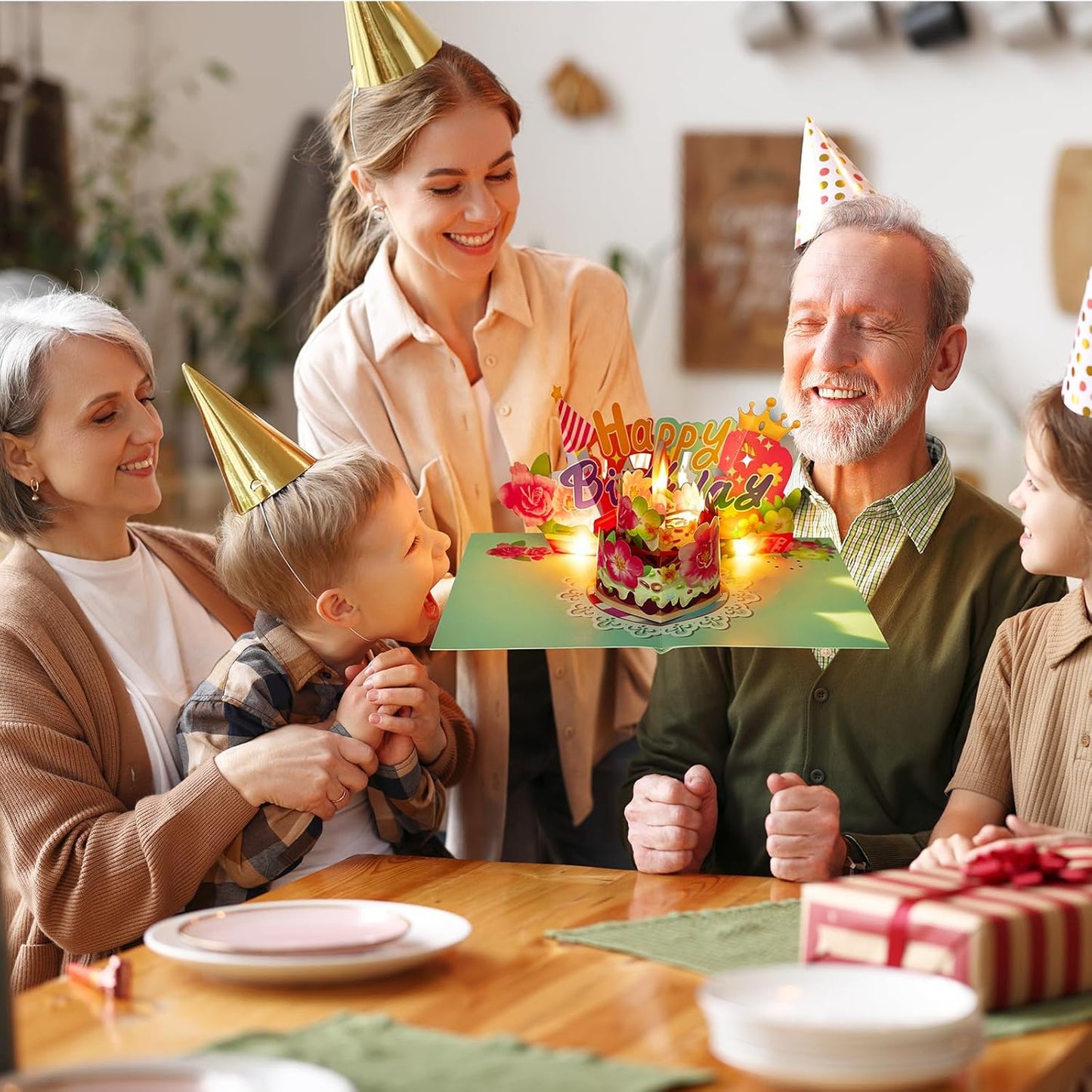 Airpark Pop Up Birthday Cards for Women with Blow-Out Candle, Music & LED Lights – 3D Interactive Birthday Greeting Card with Cake and Flowers – Unique Birthday Gifts for Women, Men, Kids, Mom, Dad, Friends
