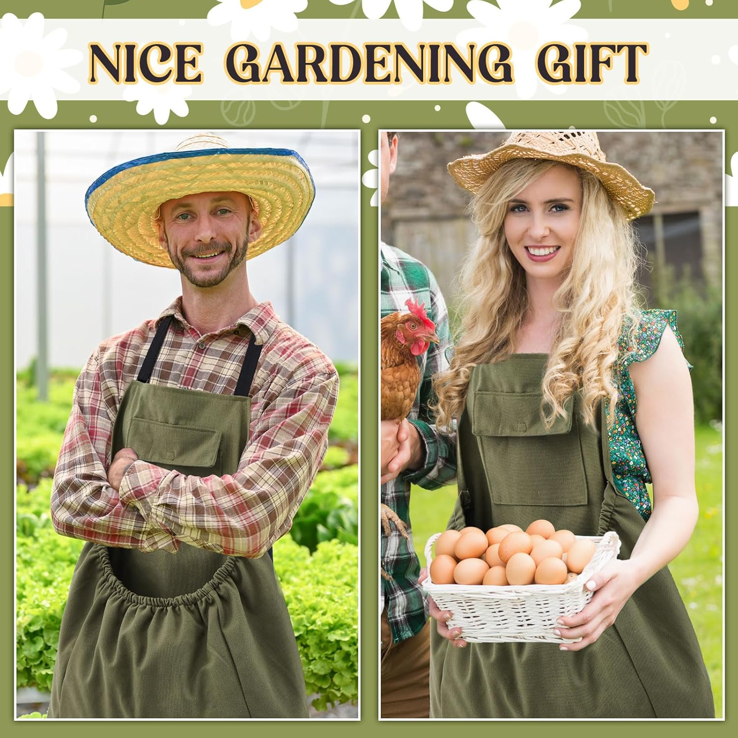 Gardening Apron Harvest Apron with Release Pockets, Gift for Women & M