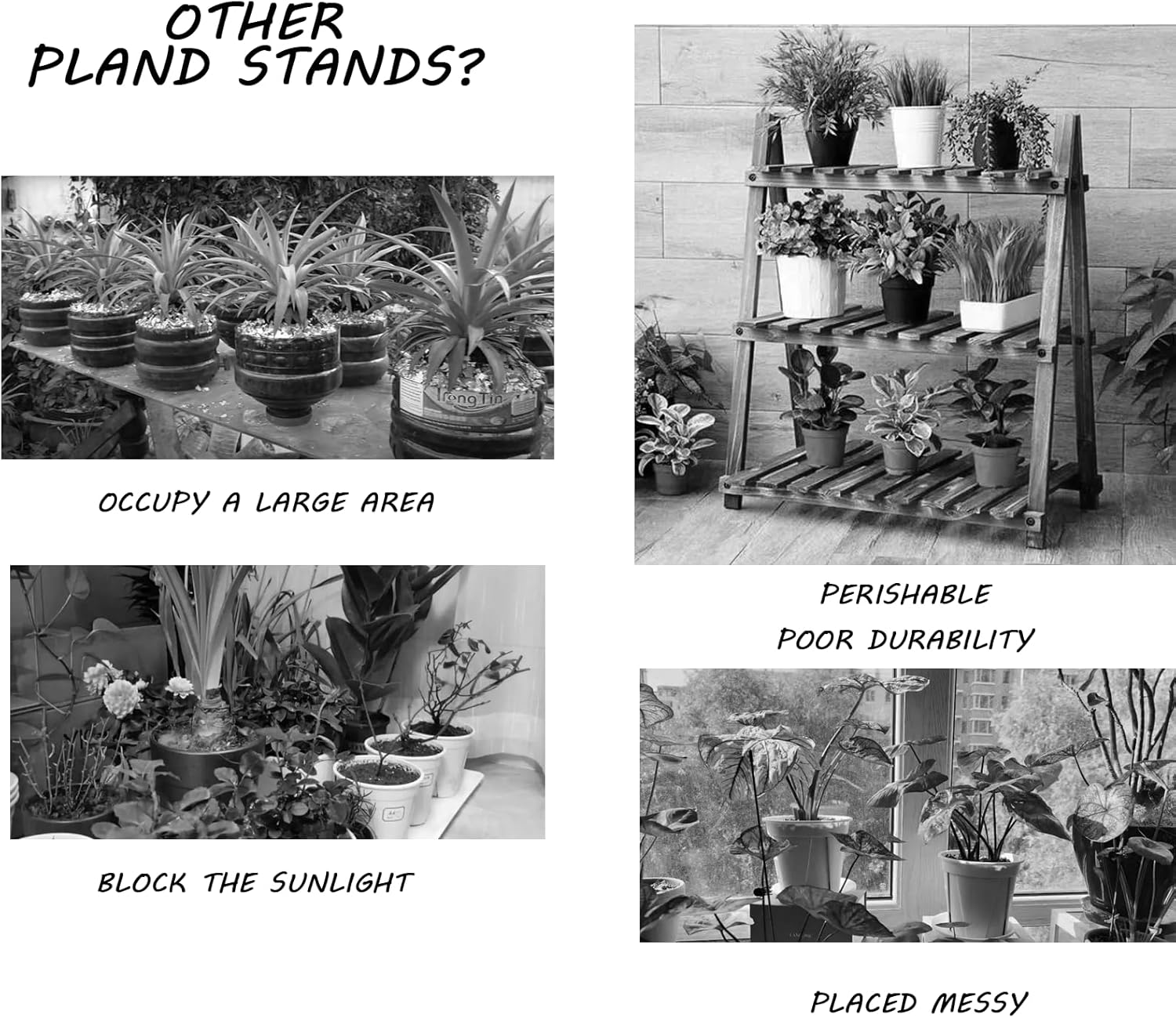 HLC 3 Tier Tall Plant Stand Outdoor Flower Stand Flower Pot Holder Dis