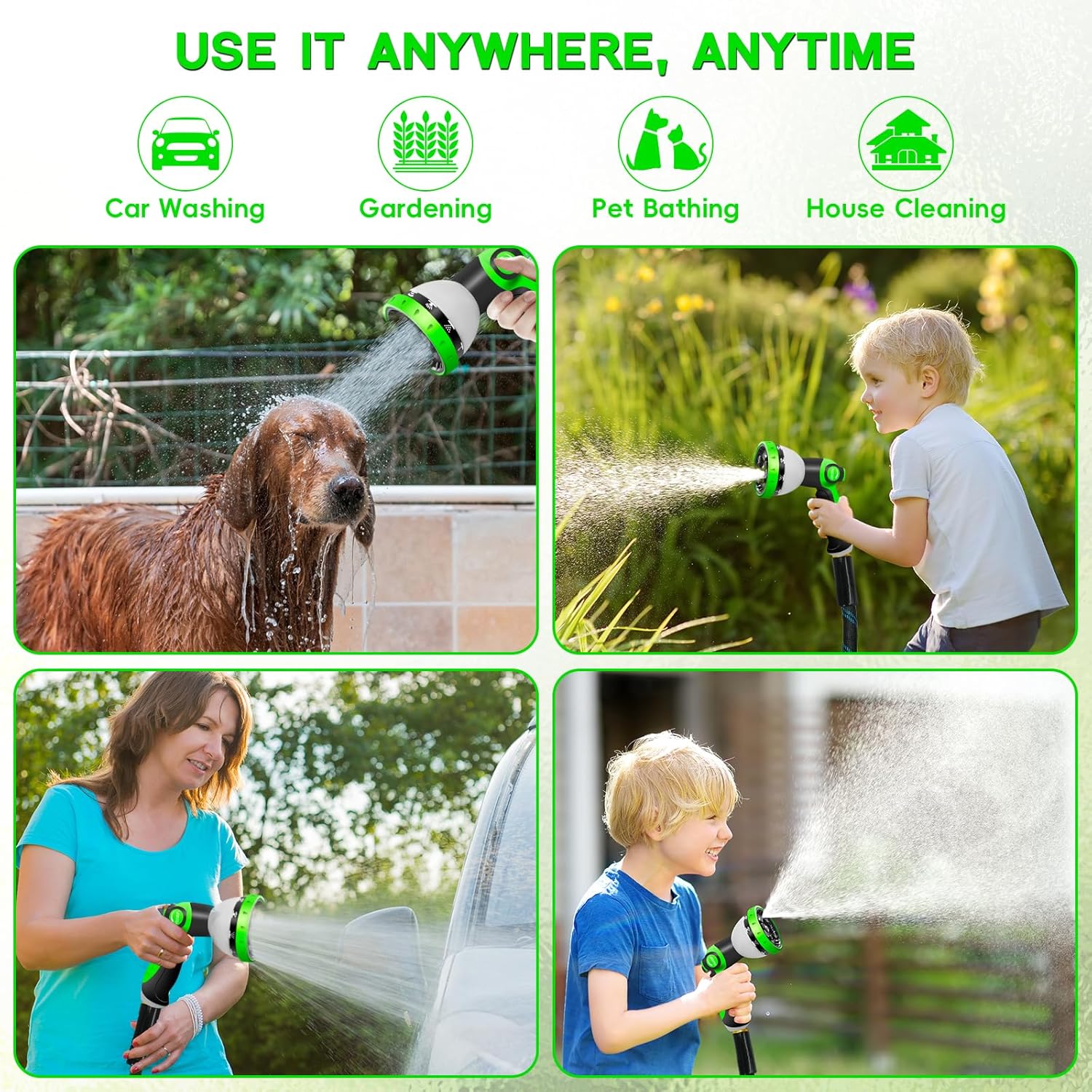 Garden Hose 50 FT, NON-EXPANDABLE Heavy-Duty Flexible & Lightweight Wa
