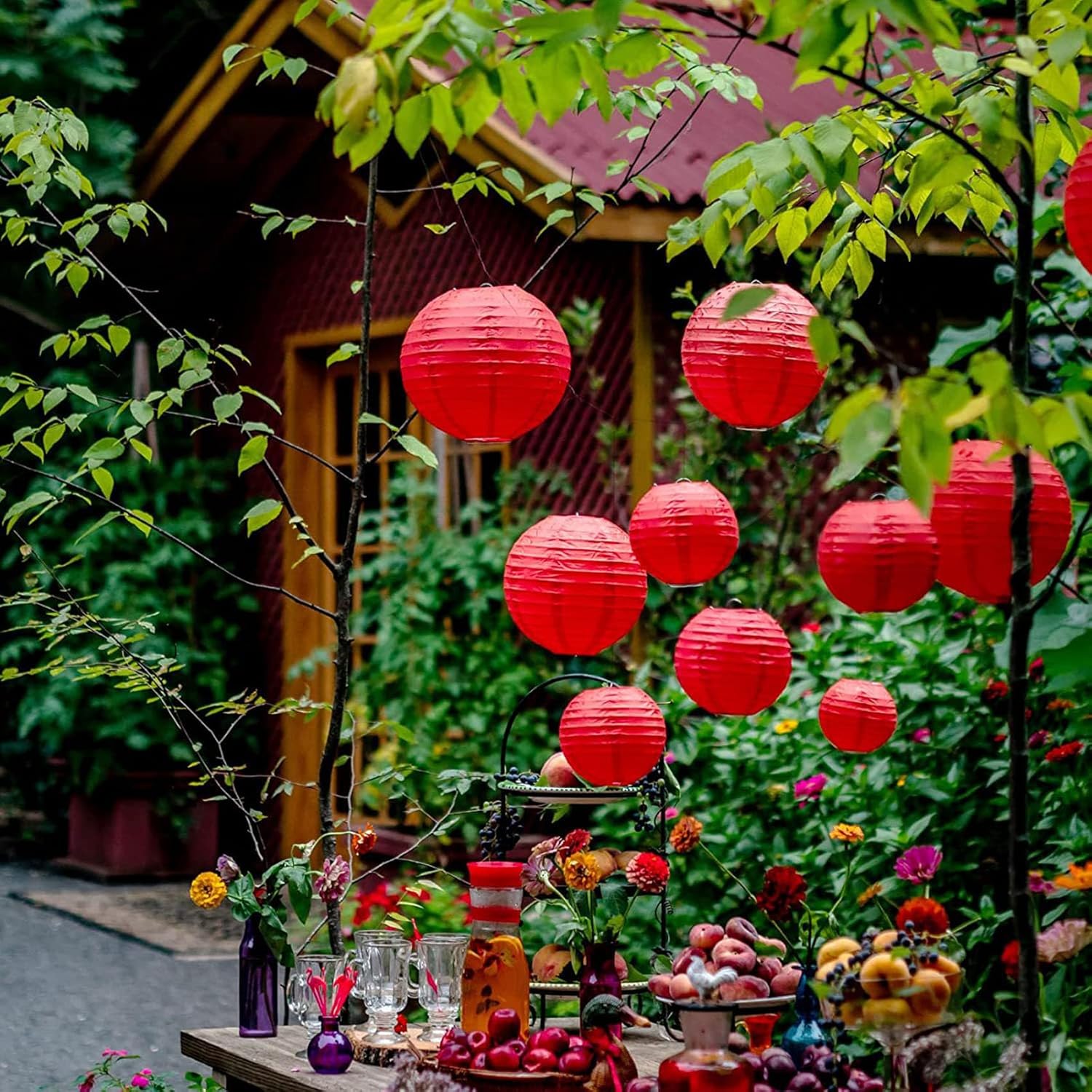 NUHUABD10pcs Paper Lanterns (5x12",5x10") 2026 Chinese New Year Decora
