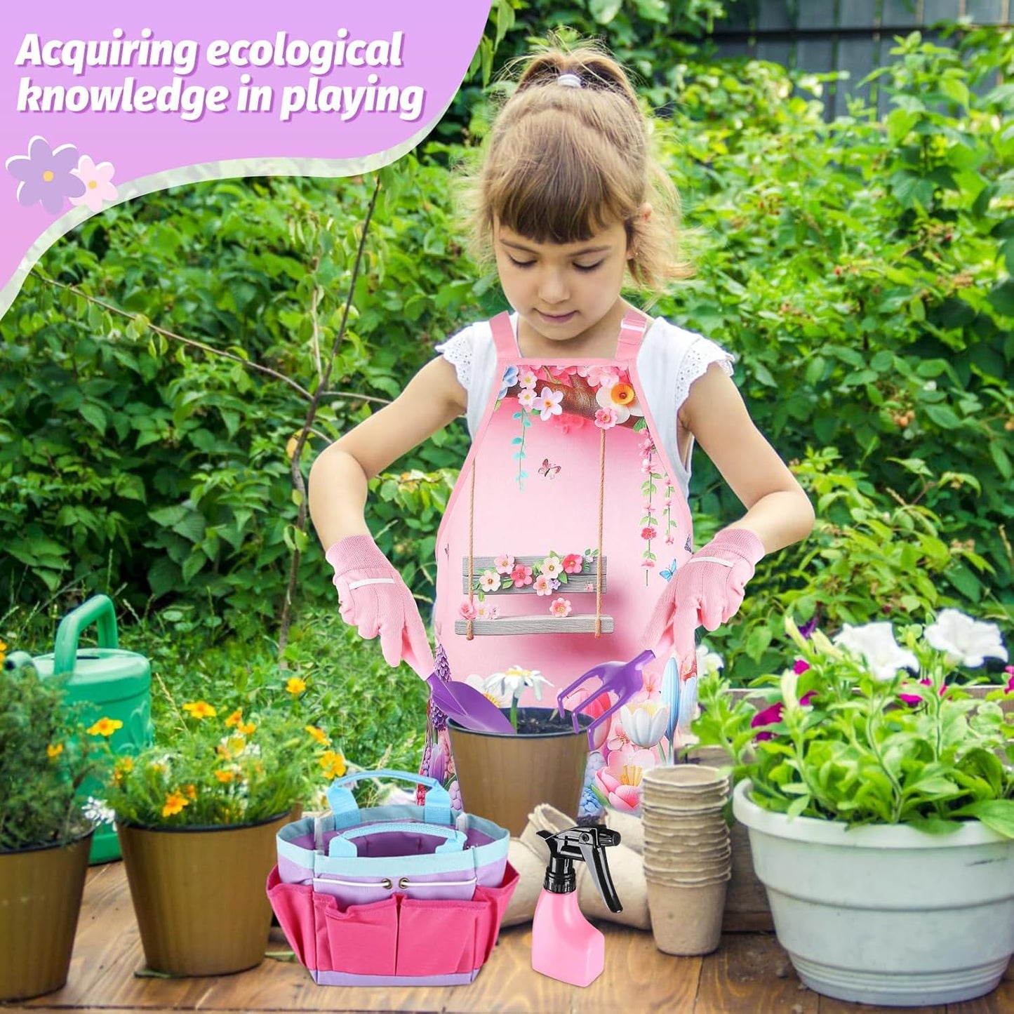 Kids Gardening Tool Set - Garden Tools for Kids with Shovel Trowel Rak