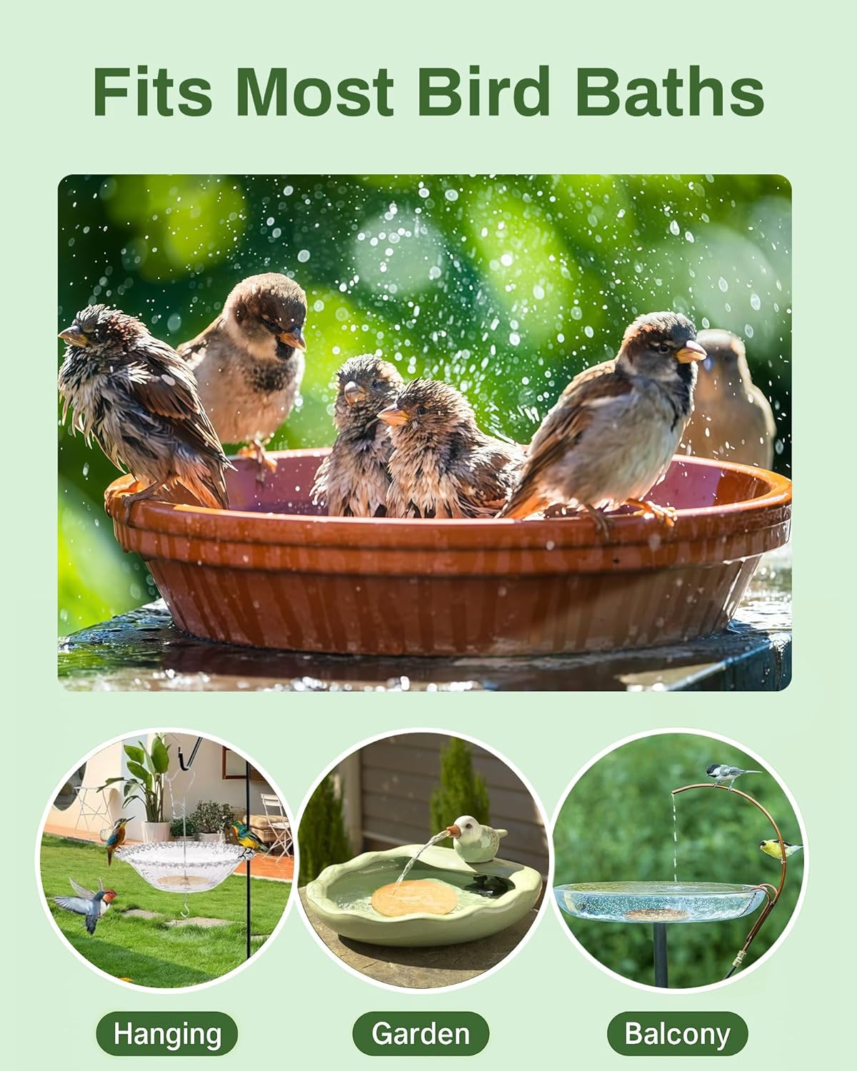 Bird Bath Purification Disk Pure Copper Outside Winter Solar Power Birdbath Hummingbird Water Pedestal Fountain Cleaner Outdoor Feeder Cage Dispenser Heater Ground House Garden Lover Gift