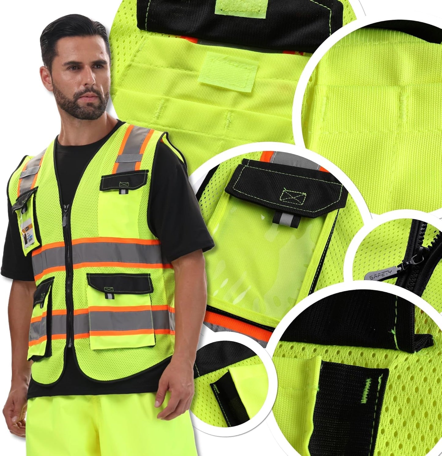 JKSafety Hi Vis Reflective Safety Vests for Men Women High Visibility 