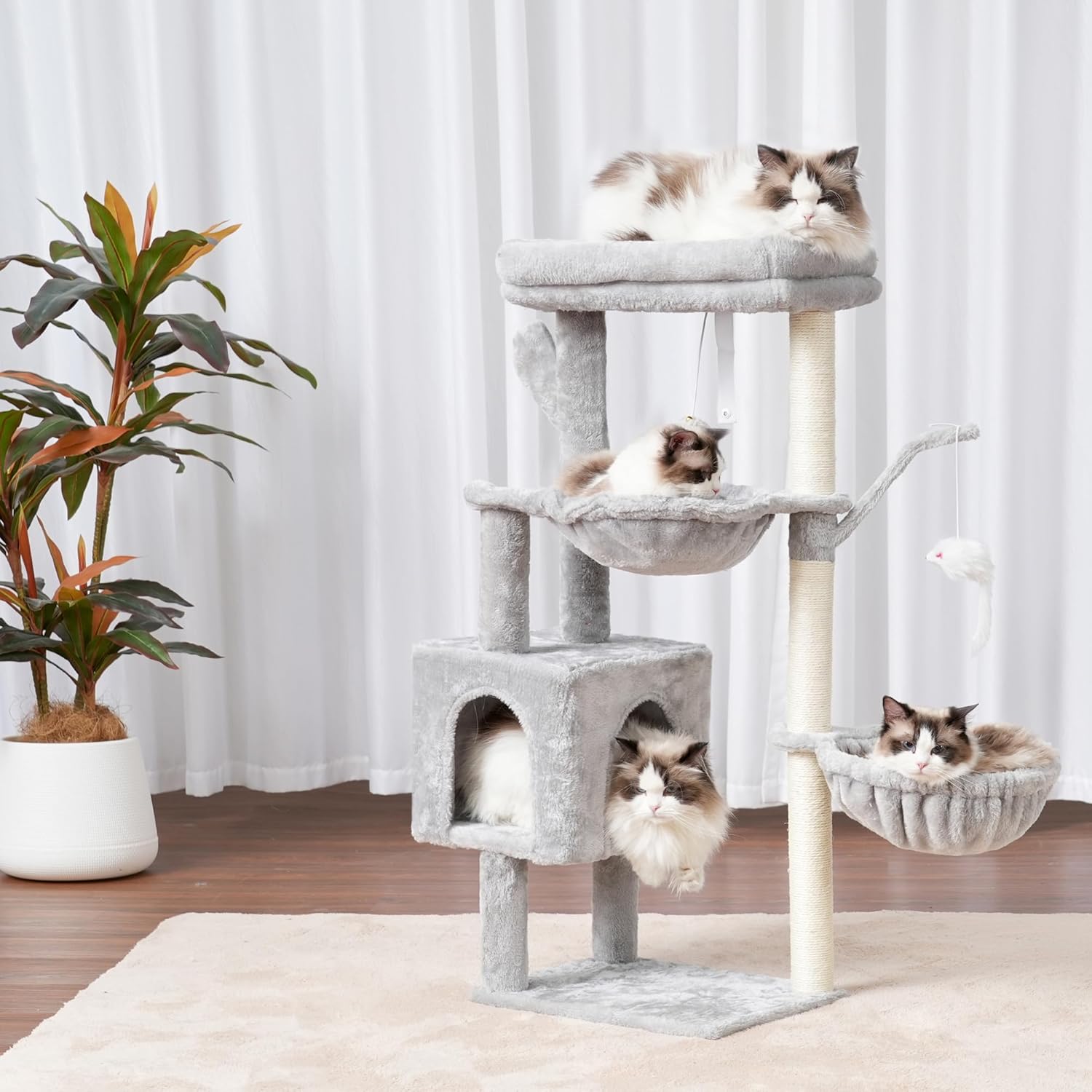 Heybly Cat Tree, 39.4 Inches Tower Condo with Scratching Post, Cat Tow