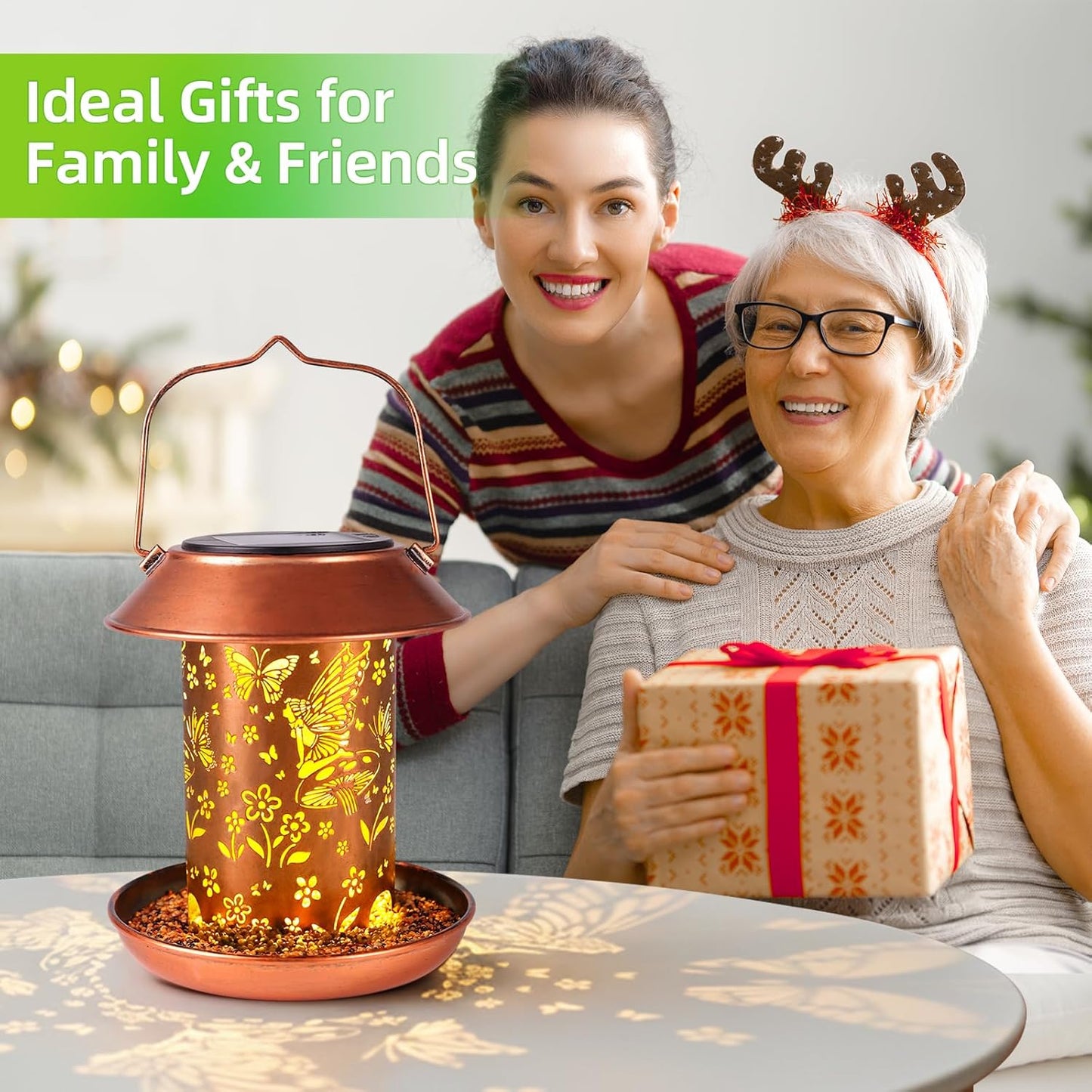 Solar Bird Feeders for Outdoors Hanging Metal Waterproof Outdoor Butterfly Lantern Wild Bird Feeder Weather Resistant Gifts for Women Friends,Yard,Patio,Porch,Balcony