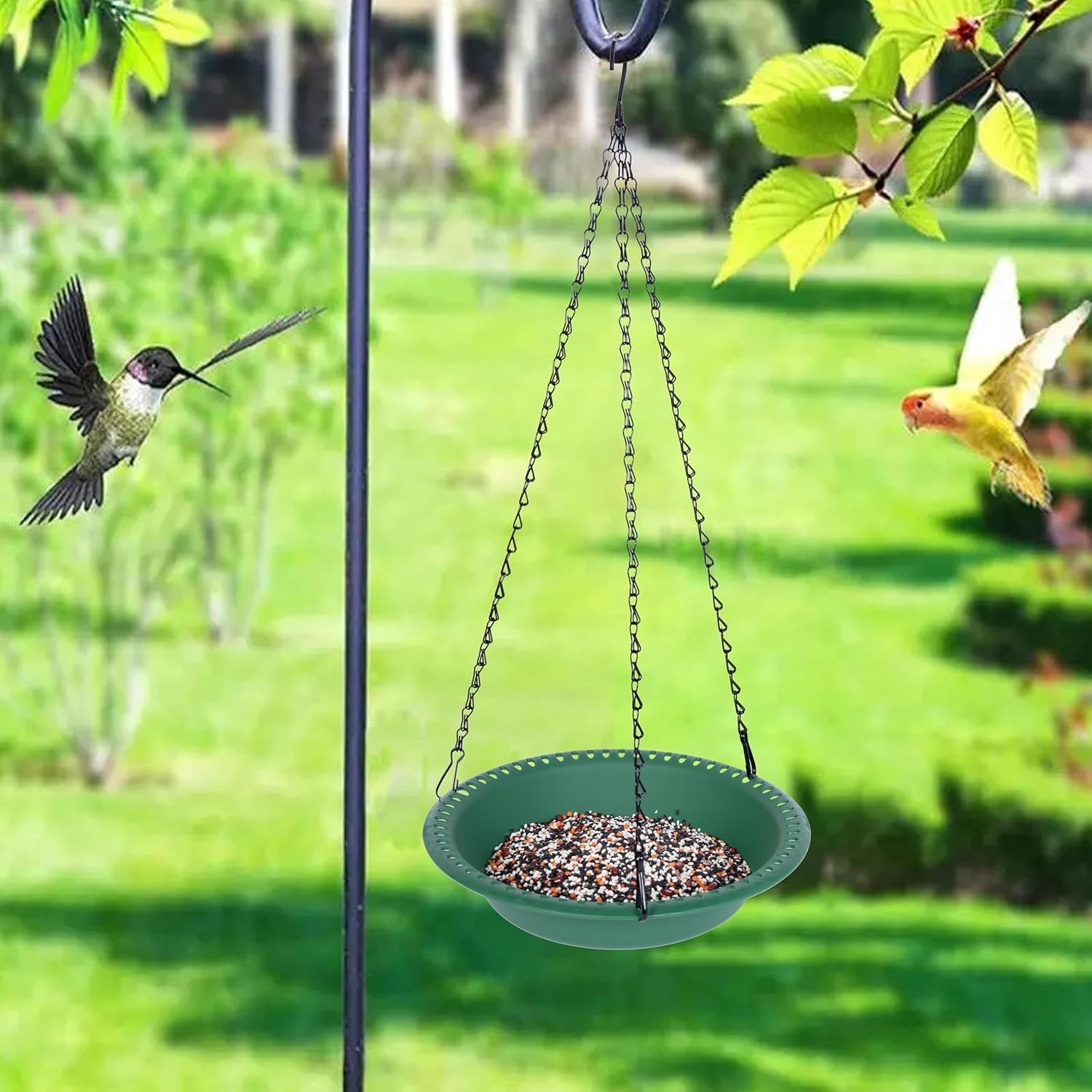 Hanging Bird Feeder Tray with Drainage Holes for Outside Fit Most Seed