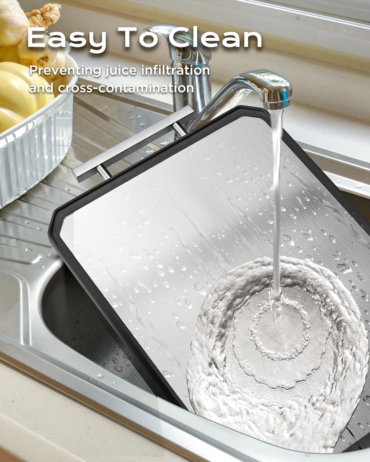 SNOWCLAD Stainless Steel Cutting Board,Double Sided Steel Bread Boards