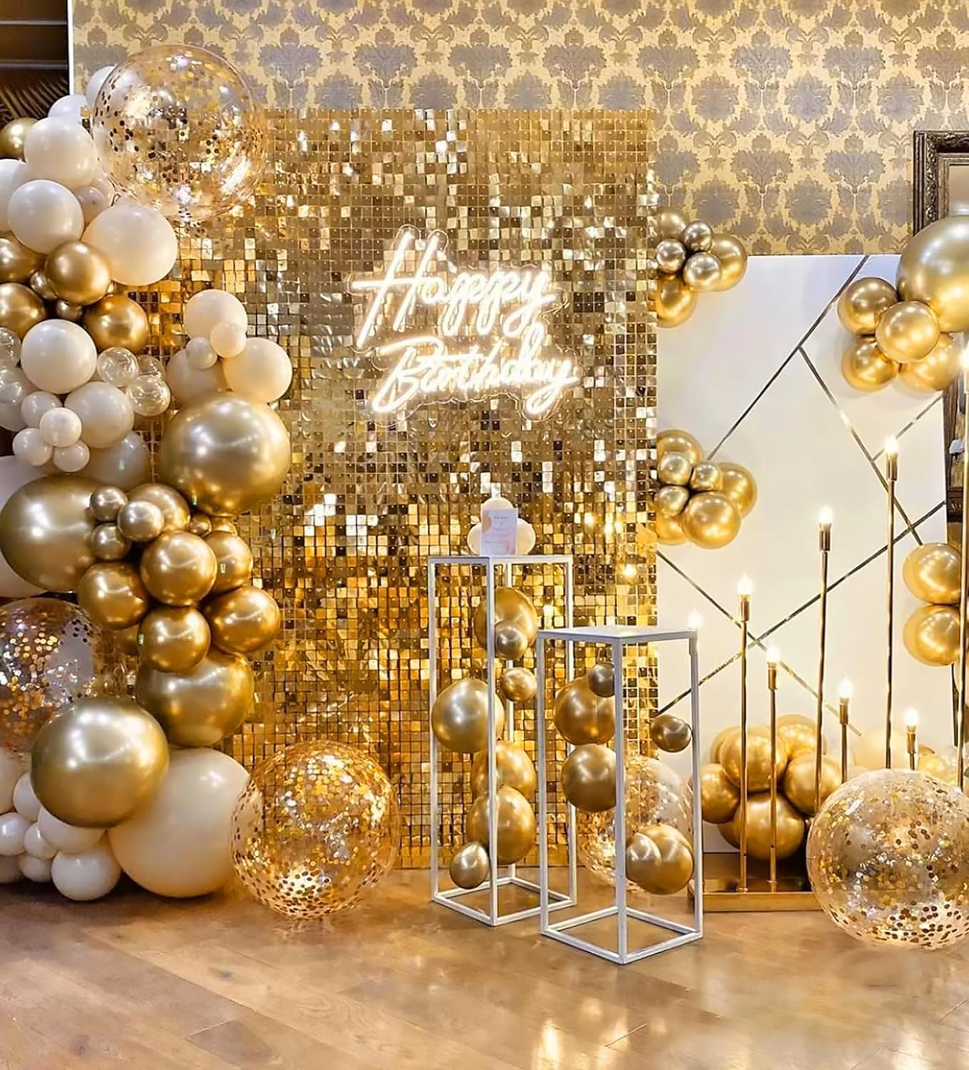 100pcs Metallic Gold Balloons 12 inch, Chrome Gold Balloons with Gold 