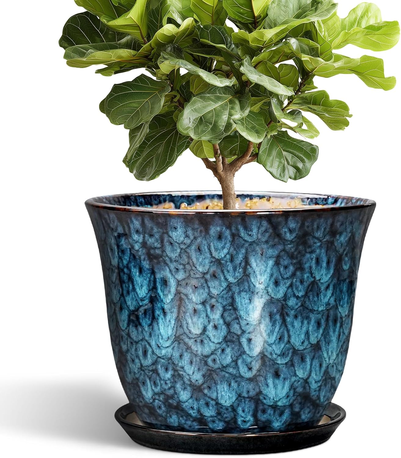 Ceramic Plant Pots - 12 Inch Pots for Plants Indoor Outdoor, Large Rou
