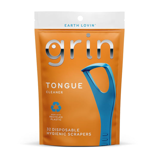 GRIN Tongue Cleaner, 32 Count, Disposable Tongue Cleaner, Hygienic Scr