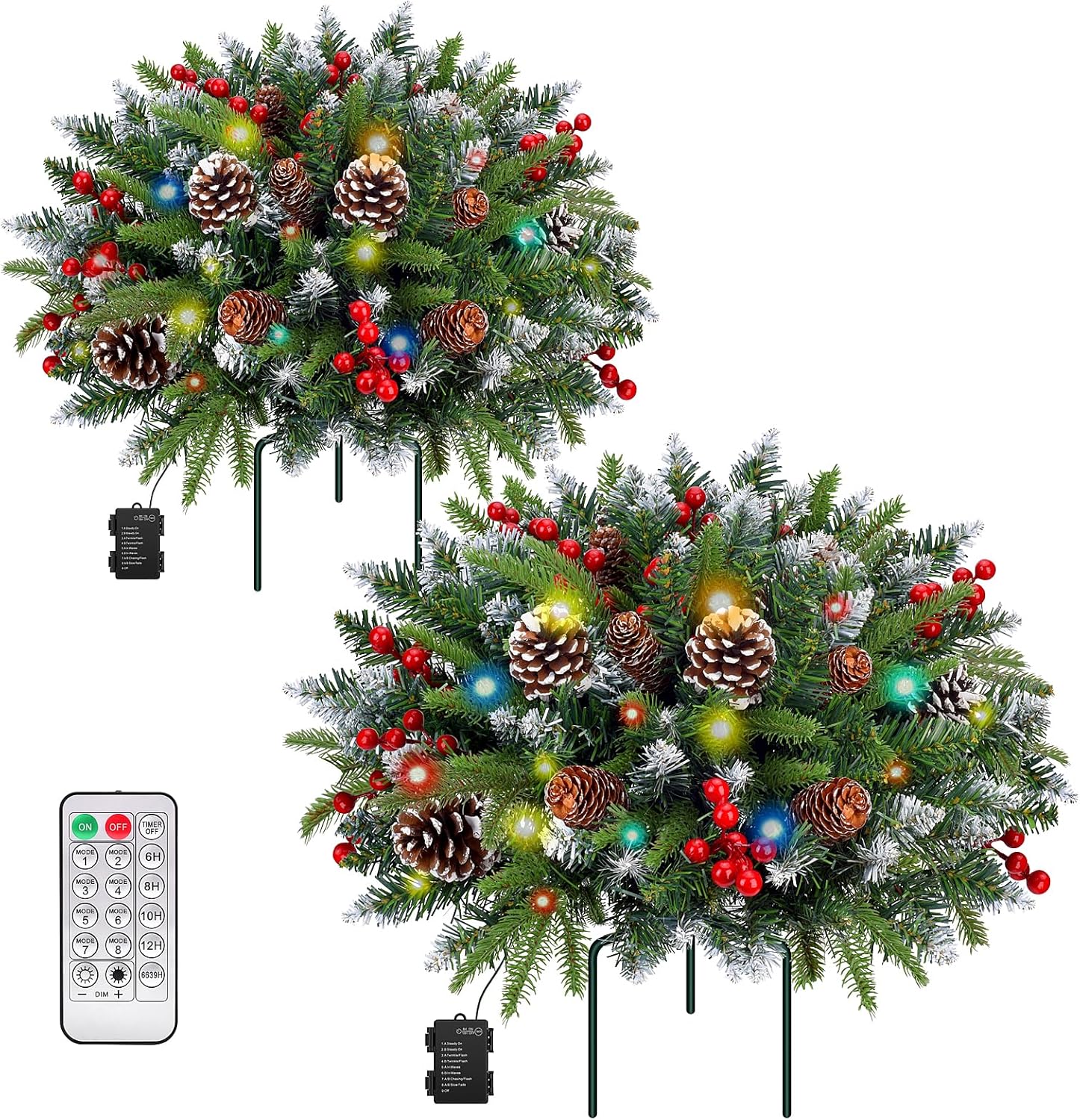 Set of 2 Christmas Planter/Urn Fillers Outdoor Front Porch, Artificial