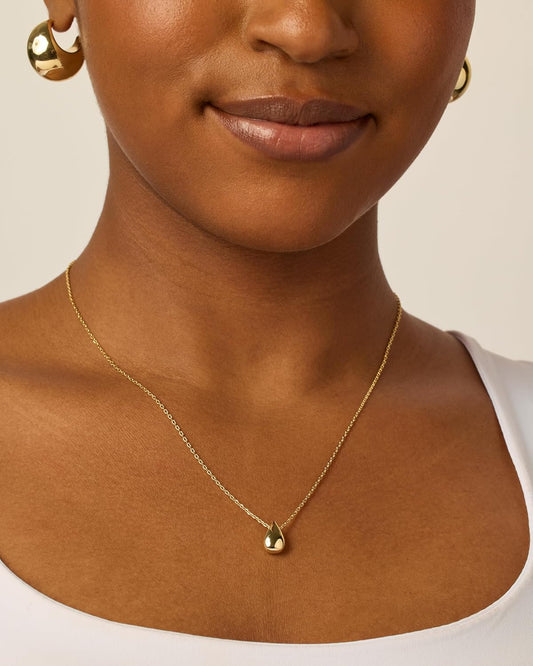 PAVOI 14K Gold Plated Dainty Pear Pendant Necklace for Women | Tear Pe