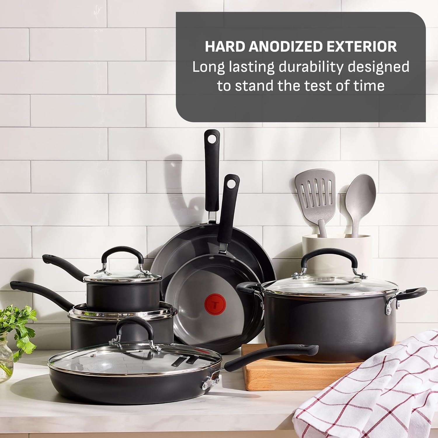 T-Fal Ultimate Hard Anodized 12-Piece Ceramic Nonstick Cookware Set, O