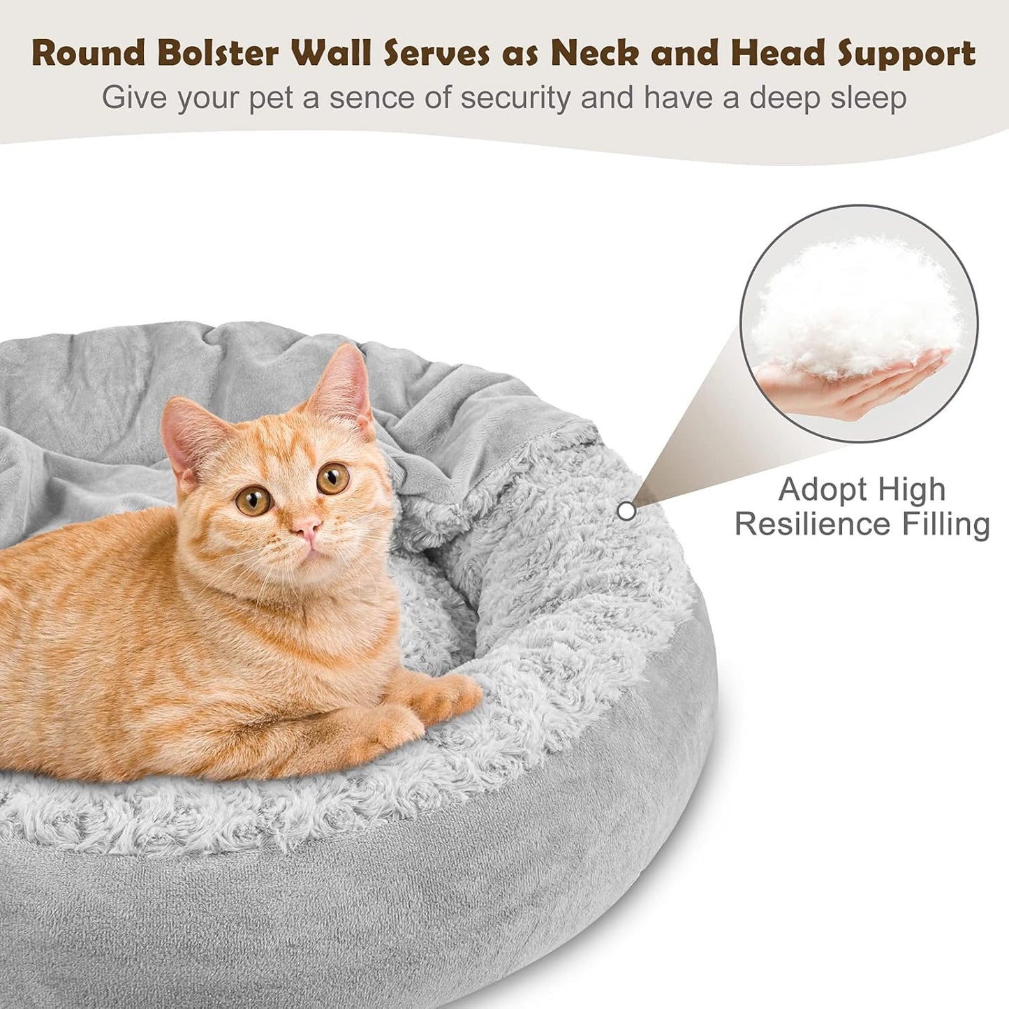 JOEJOY Small Dog Bed Cat Bed with Hooded Blanket, Cozy Cuddler Luxury 