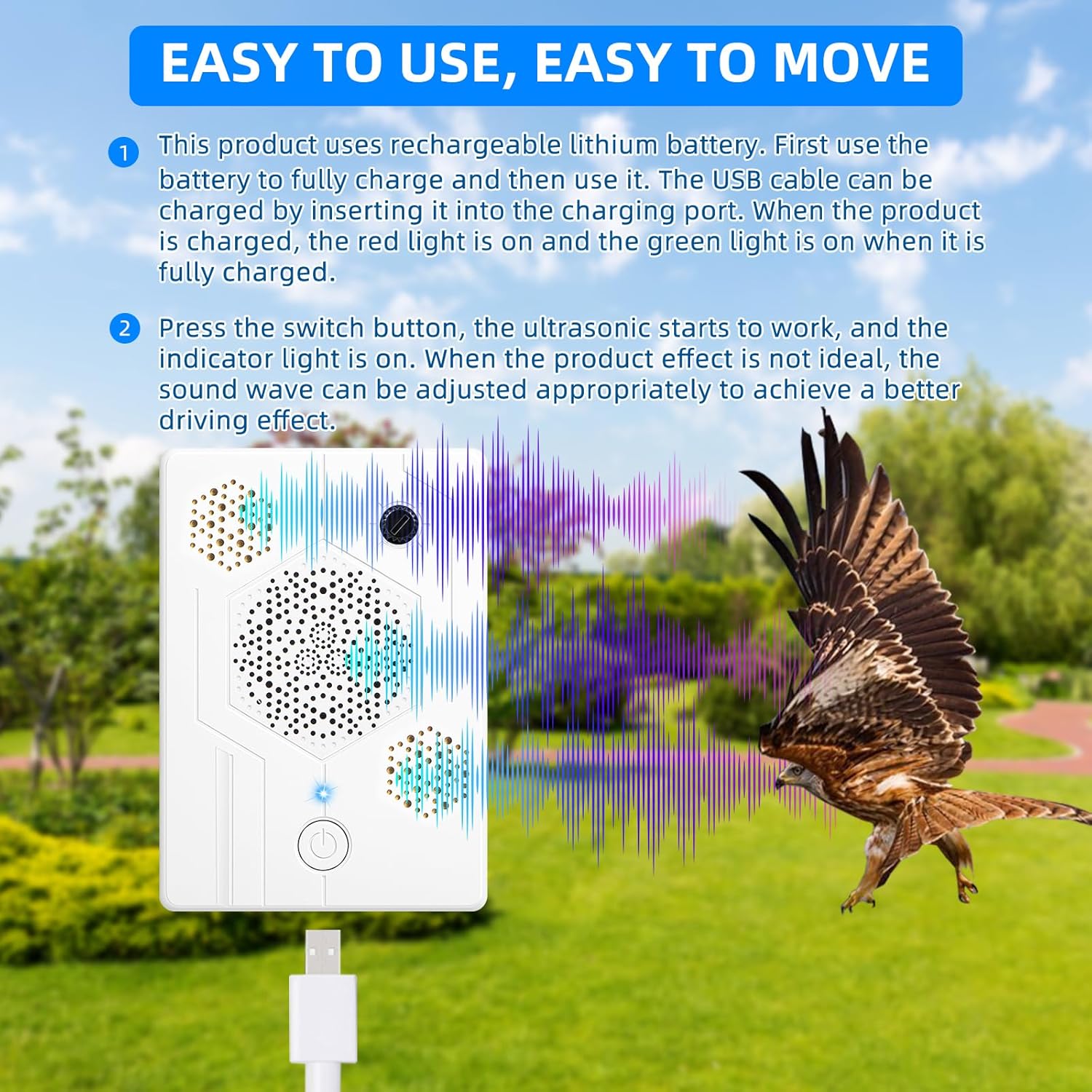 2026 Upgraded Ultrasonic Bat Deterrent for Attic & Roof, Portable Rech