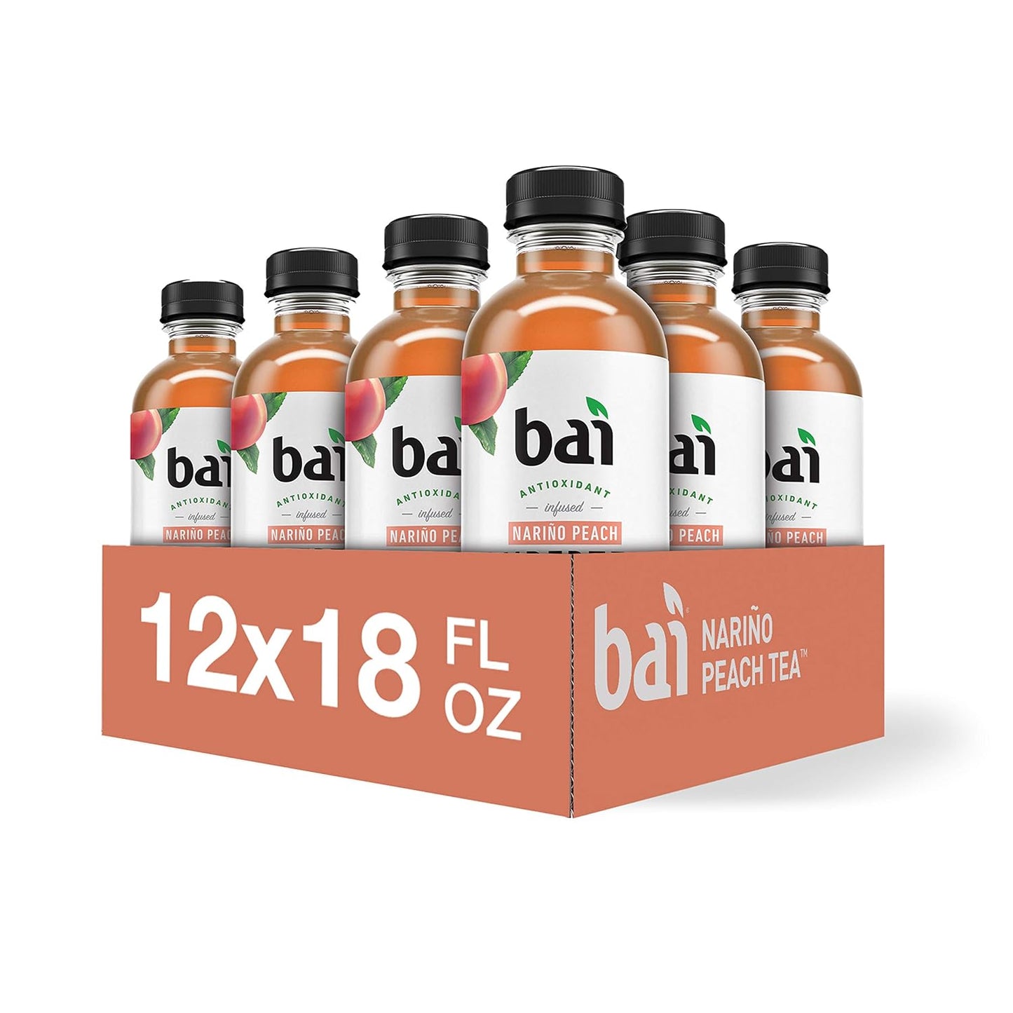 Bai Iced Tea, Narino Peach, Antioxidant Infused Supertea, Crafted with