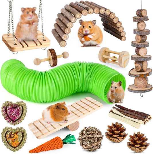 VESPRO Hamster Toys Set, Guinea Pig Toys Small Animal Chewing Toy and 