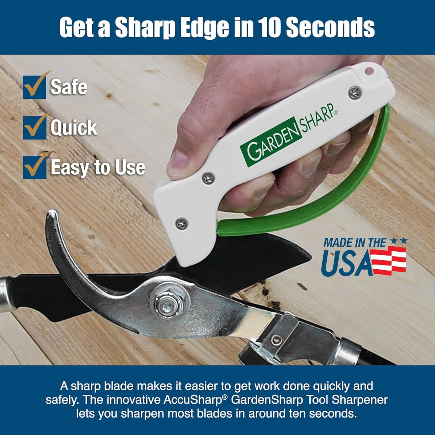 AccuSharp Garden Tool Sharpener, Diamond-Honed Tungsten Carbide Blades