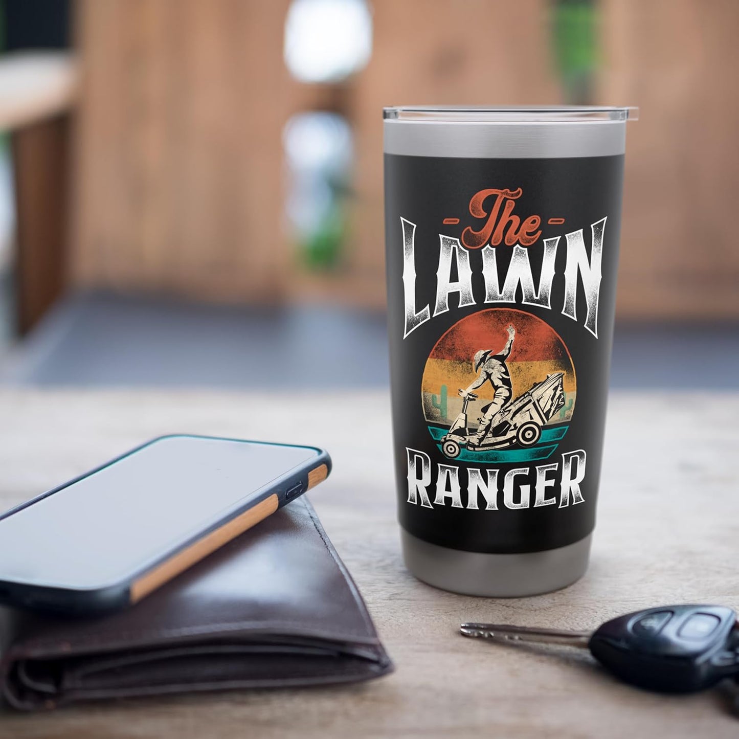 Lawn Mower Mowing Dad Father Landscaper Retro Vintage The Stainless Steel Insulated Tumbler