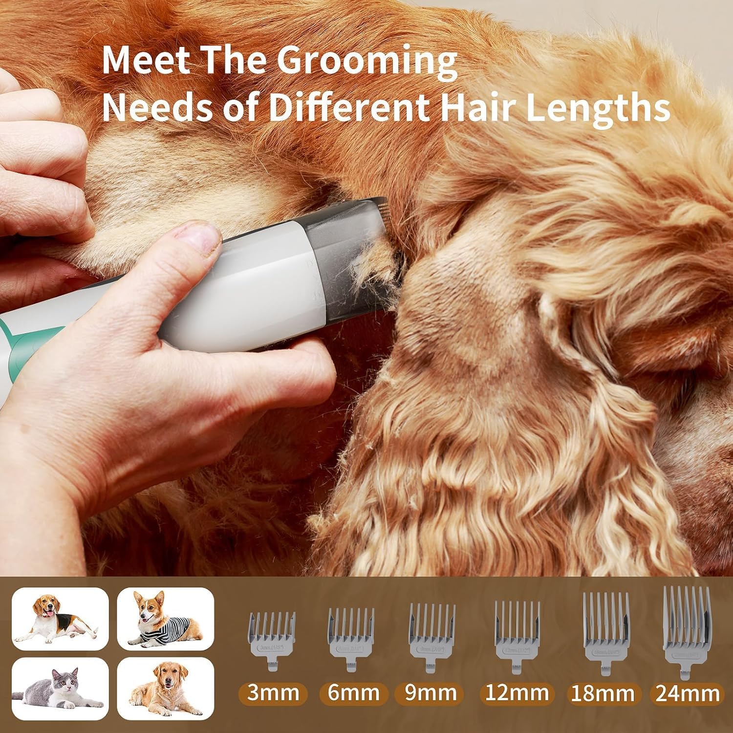 Dog Grooming Kit, Pet Grooming Vacuum with Pet Clipper Nail Grinder, D