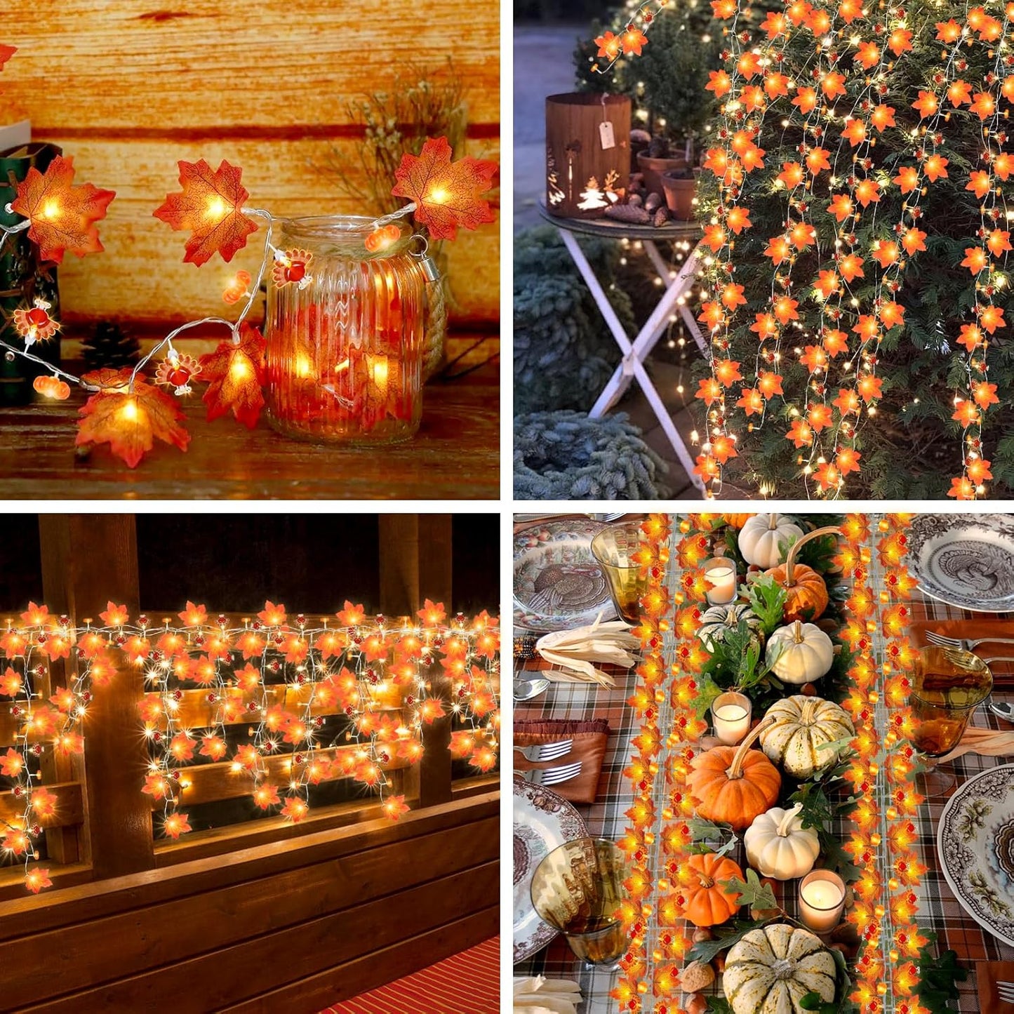 Mosoan Solar Thanksgiving Decorations Fall Garland with Enlarge Turkey Lights, Thanksgiving Lights Pumpkin Decor, 20Ft 40LED Waterproof Turkey String Lights Decoration Home Indoor Outdoor Garden
